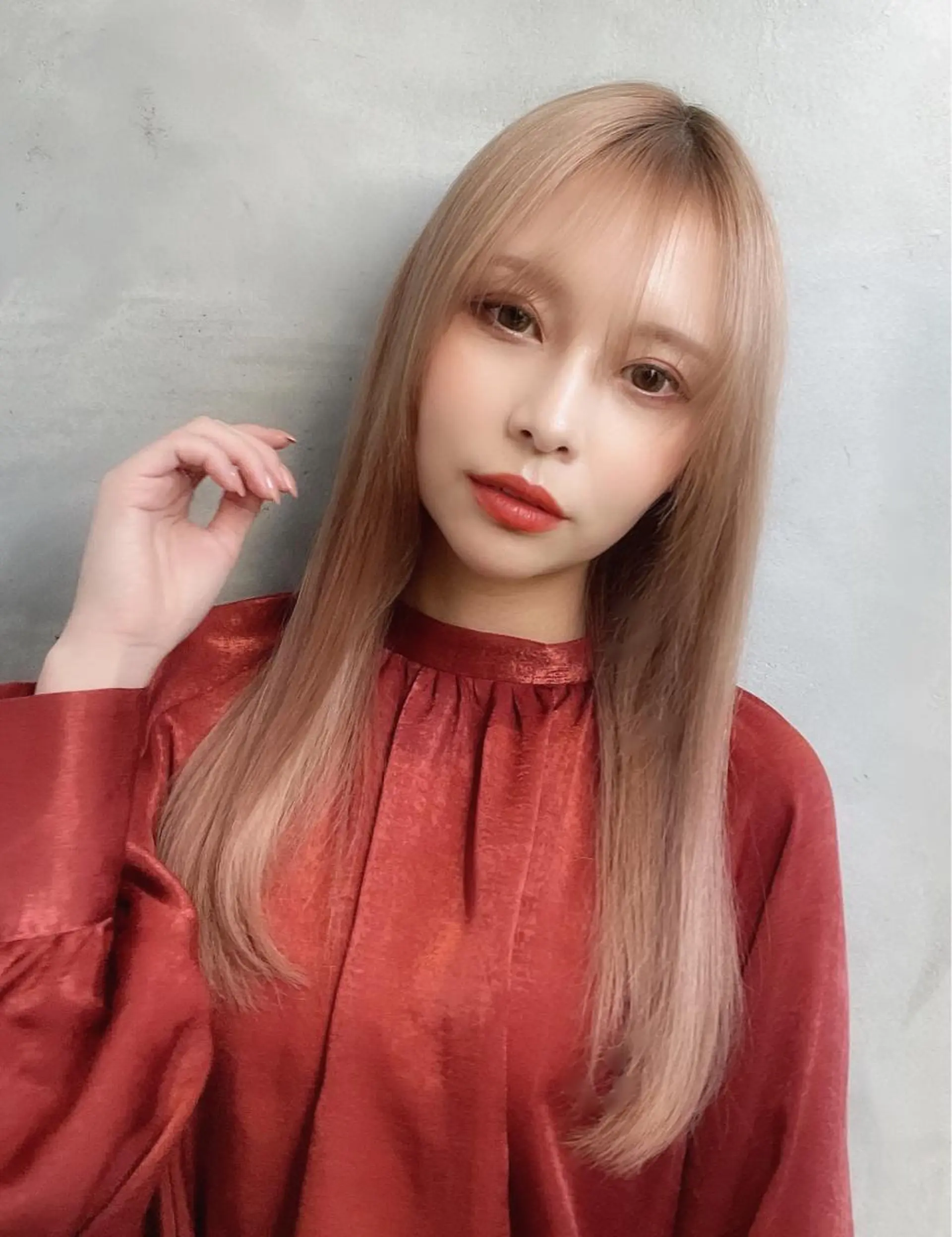 ロング カット ヘアカラー トリートメント 美髪矯正/艶カラー ボブ/栄/鐘ヶ江純也のヘアスタイル