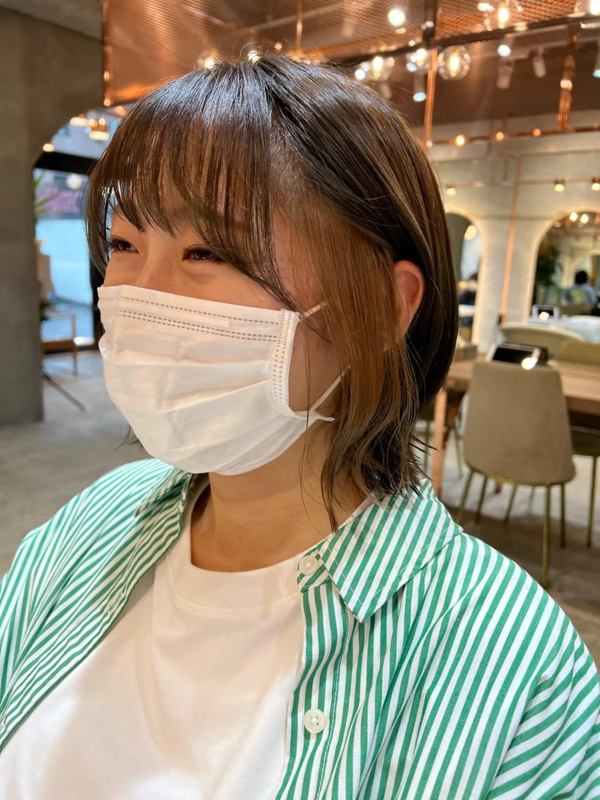 ミディアム カラー カット ヘアカラー トリートメント ボブ/巻ける縮毛矯正 /韓国レイヤーはなのヘアスタイル