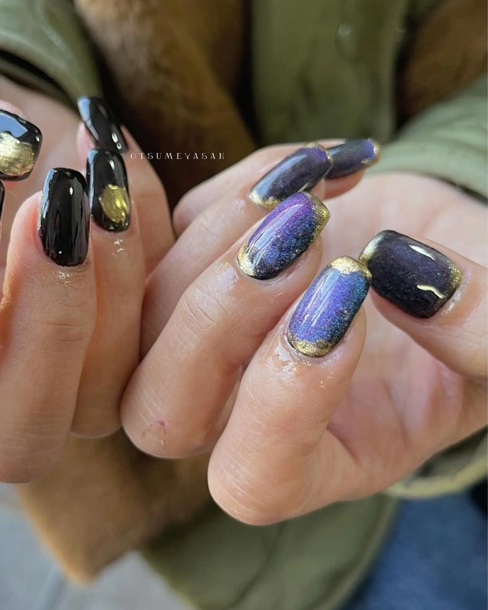ネイル ブルー ジェルネイル 韓国ネイル マグネットネイル ミラーネイル otsumeyasan所属・わたなべ ちかのネイルデザイン