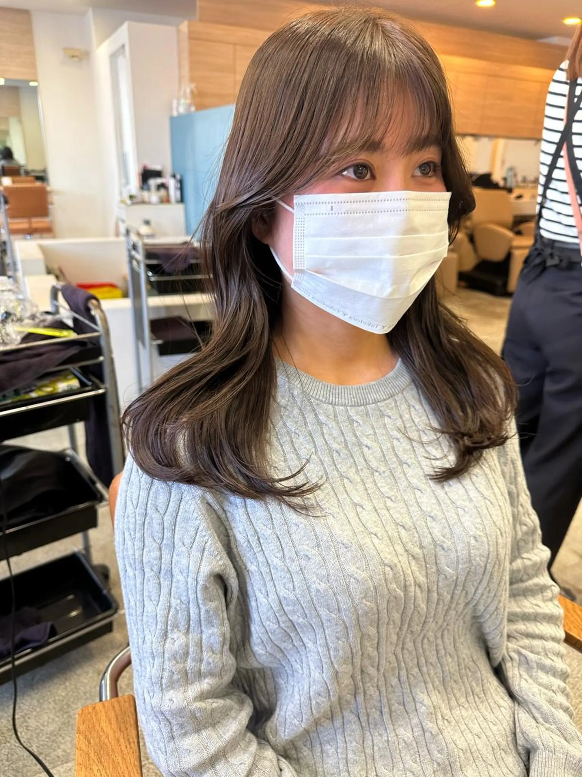 セミロング 韓国風ヘア カット ヘアカラー トリートメント CHAINON 木原崇了のヘアスタイル