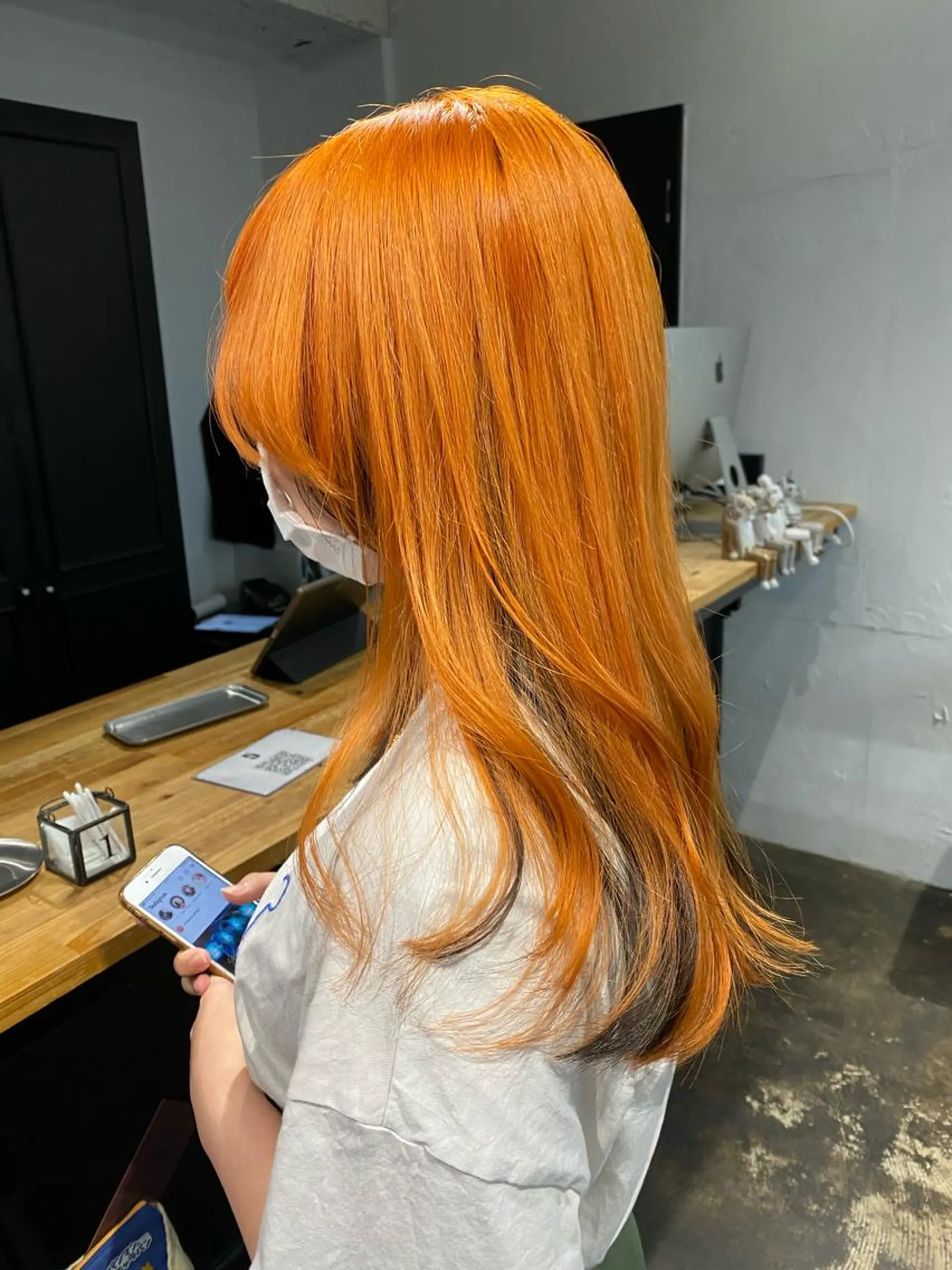 ミディアム カラー オレンジ ヘアカラー レイヤー暖色カラー 池袋Yamamotoのヘアスタイル