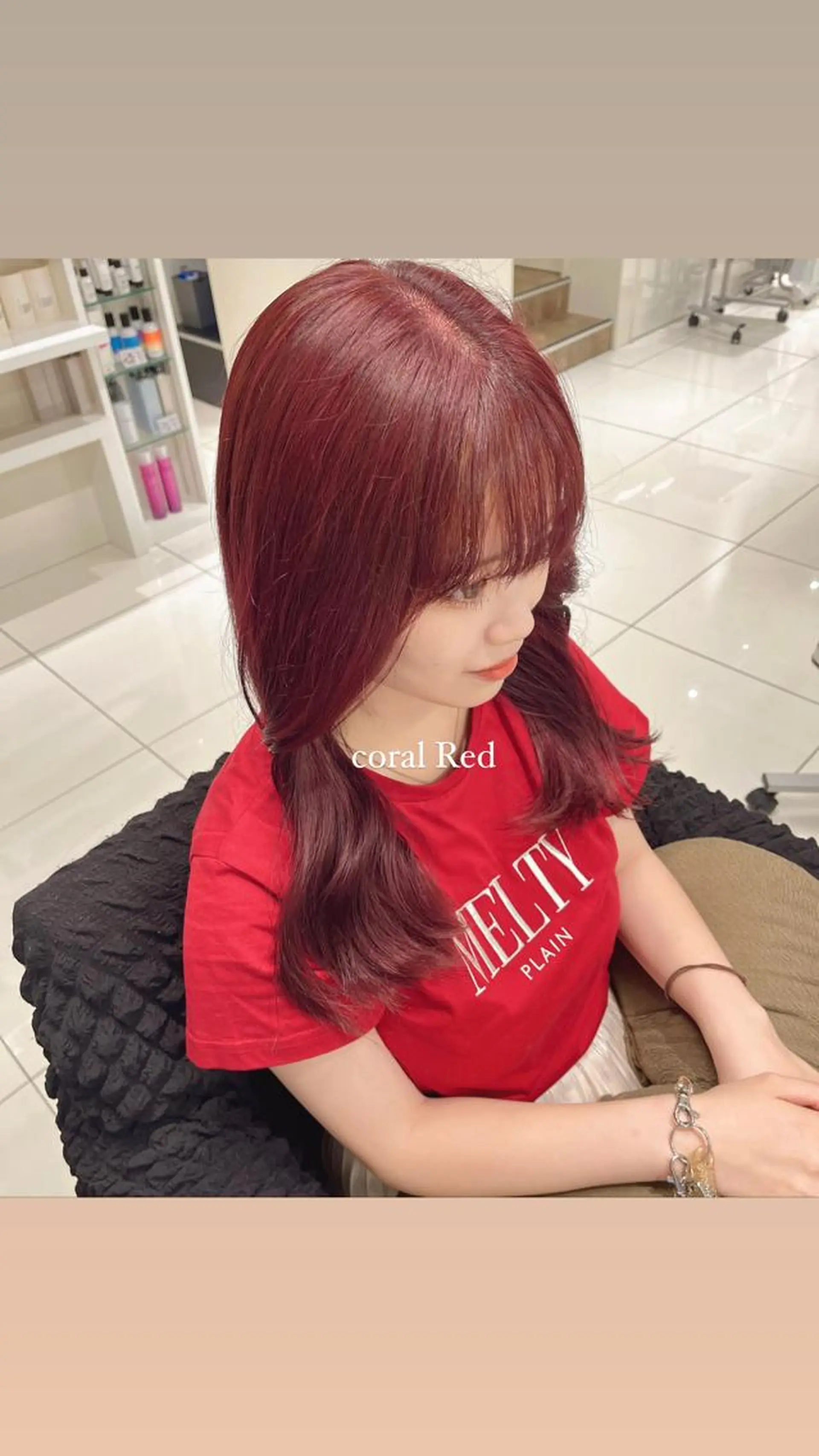 ロング カラー ヘアアレンジ レッドカラー ねいるとあいの店キュプレ橘通店所属・harua キュプレ/アイリストのマツエク・マツパデザイン