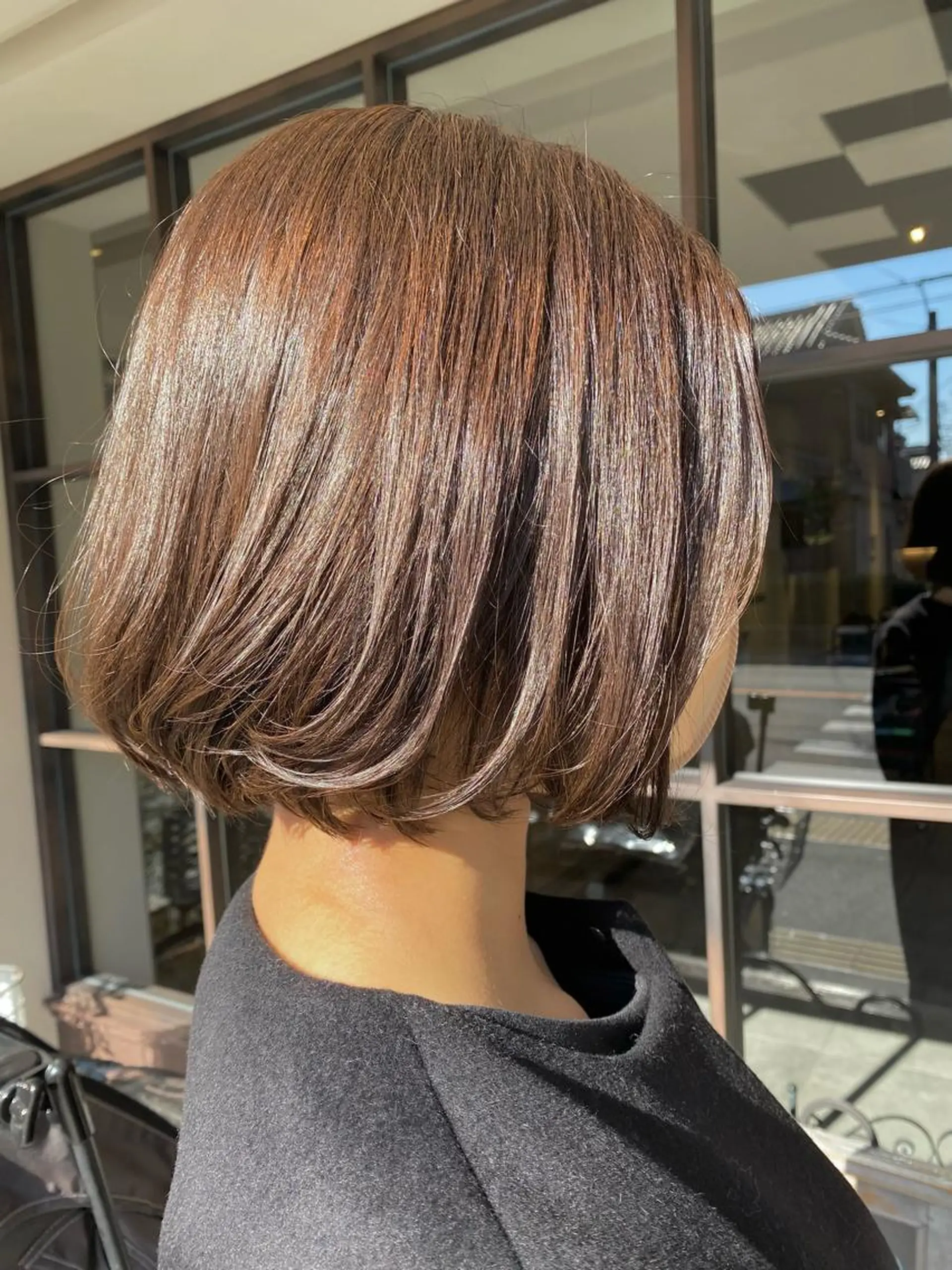 ミディアム カラー ブラウンカラー チョコレートブラウン ボブ カット ヘアカラー 川越 輝梨奈のヘアスタイル