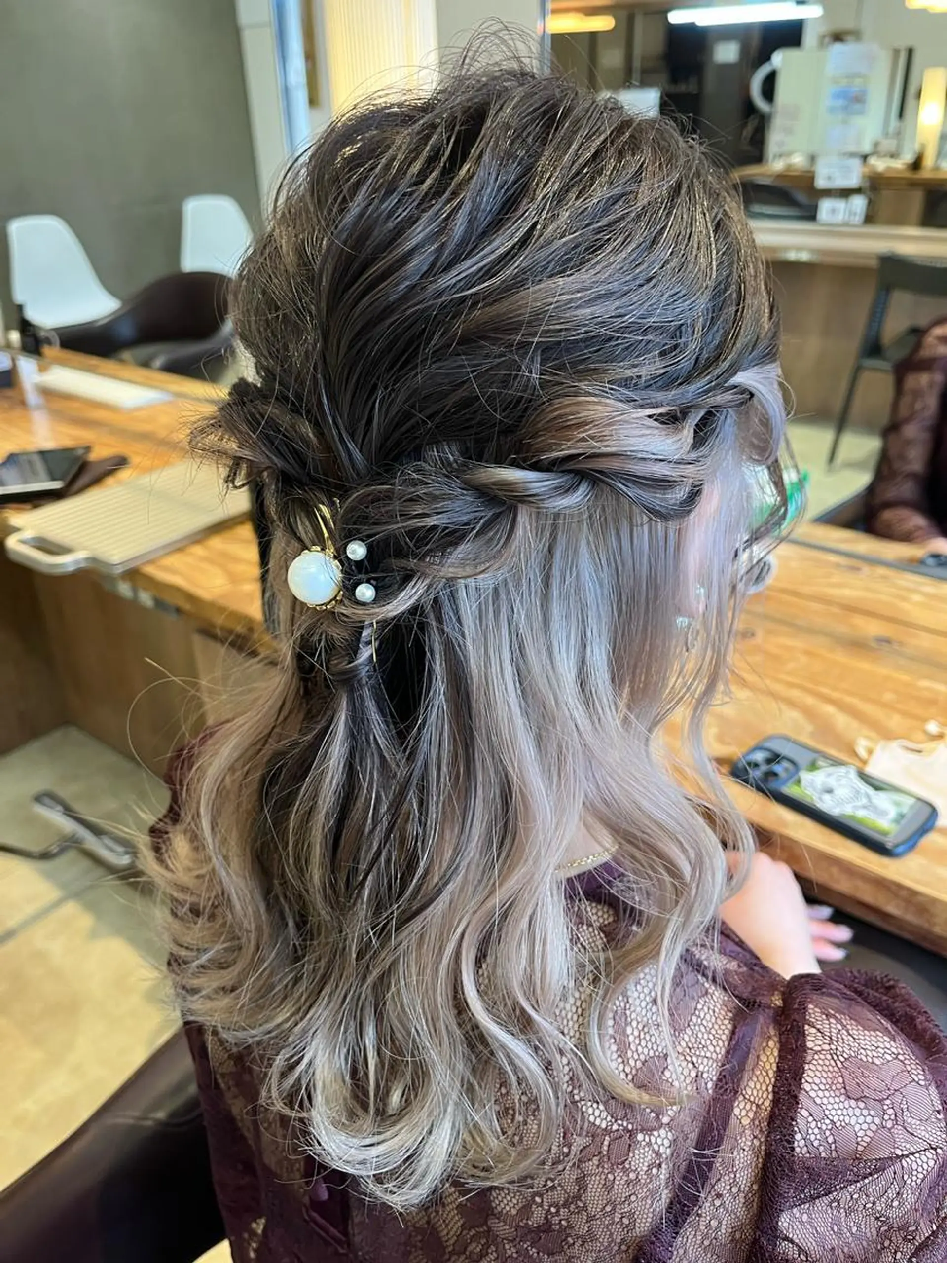 セミロング カラー ヘアアレンジ 奥山 沙季(大井町)のヘアスタイル