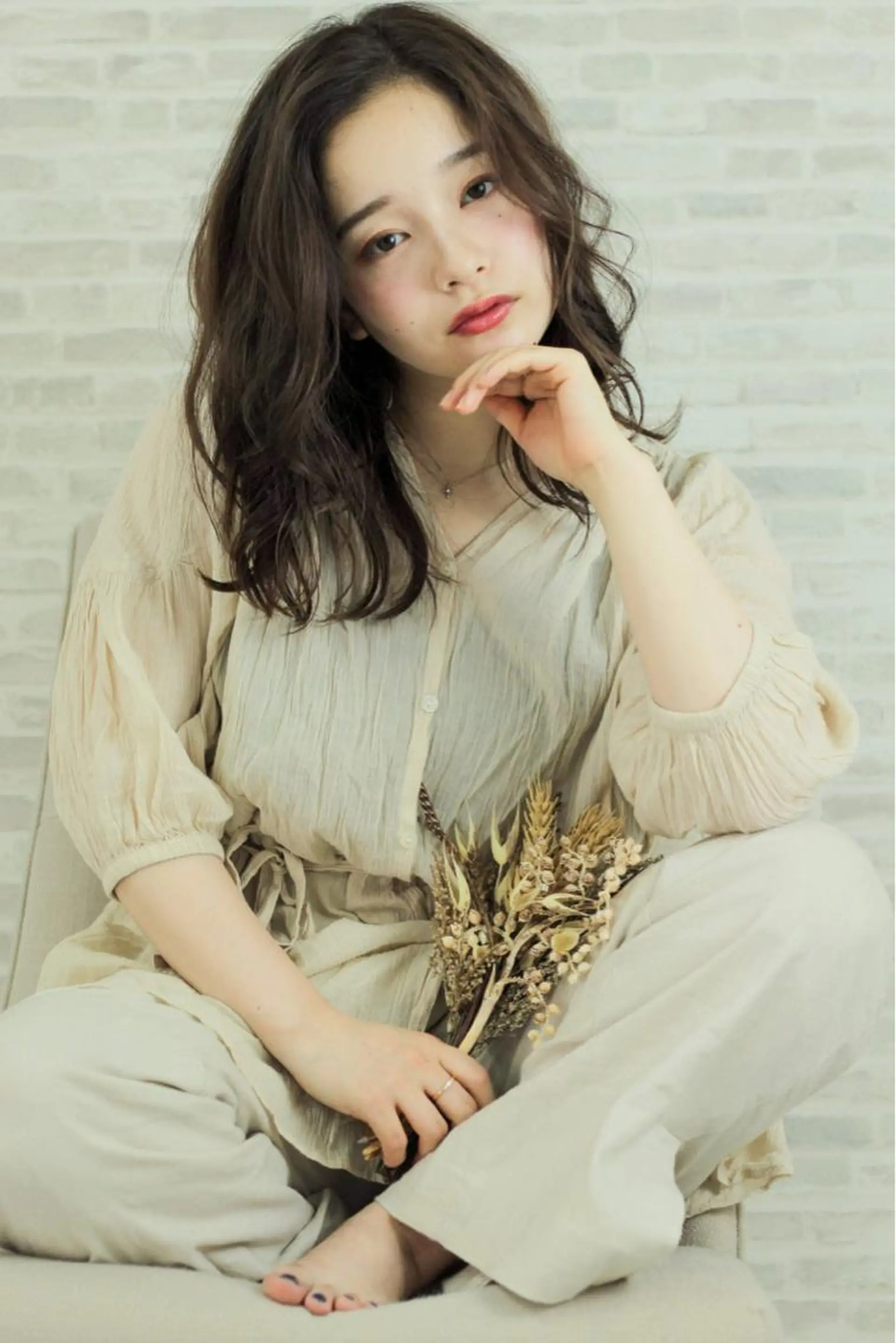 セミロング カラー パーマ LUXBE  HAKATA博多バスターミナル店所属・Luxbe hakataのヘアスタイル