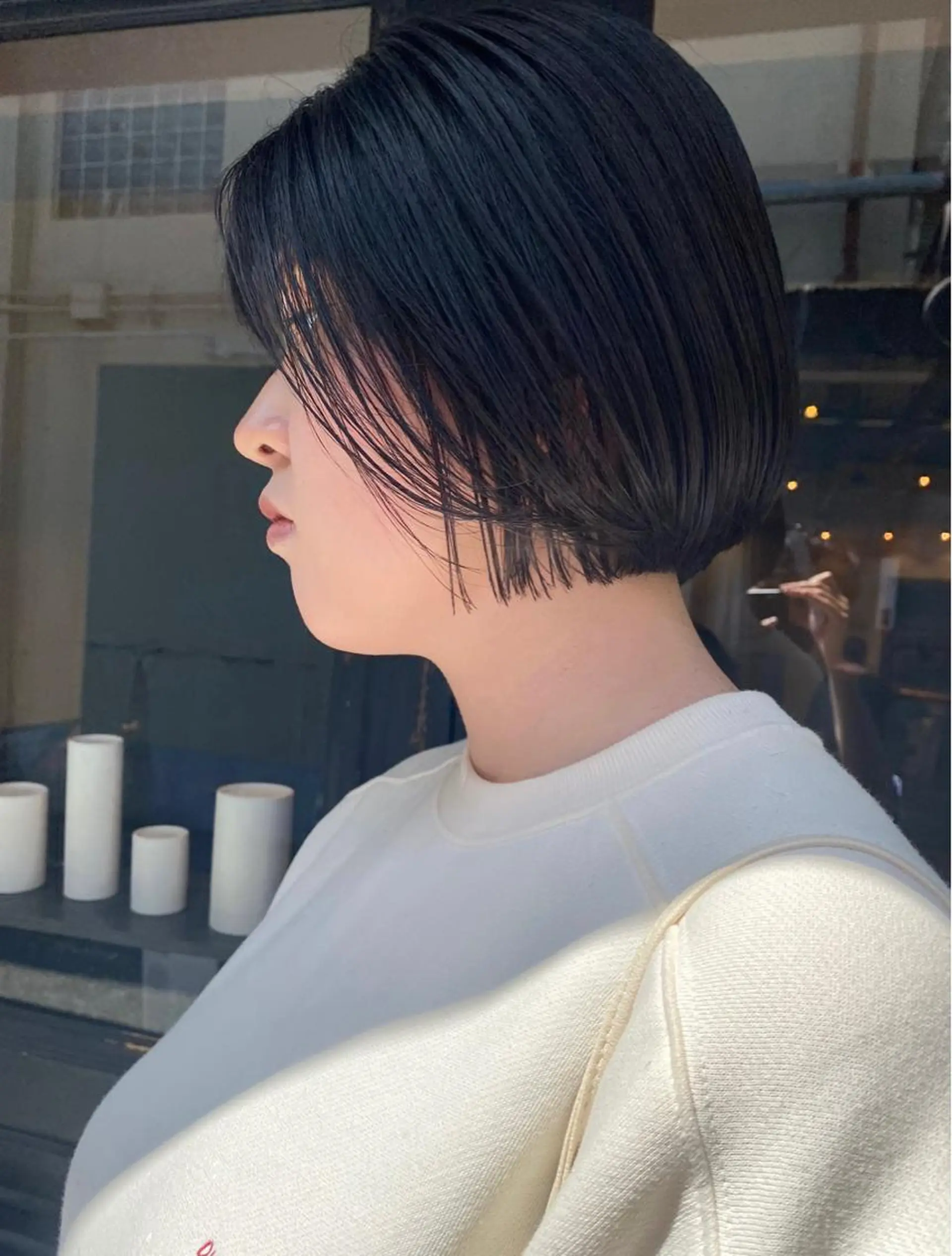 ショート カラー 黒髪 ボブ tonari 梅田、中崎町のヘアスタイル