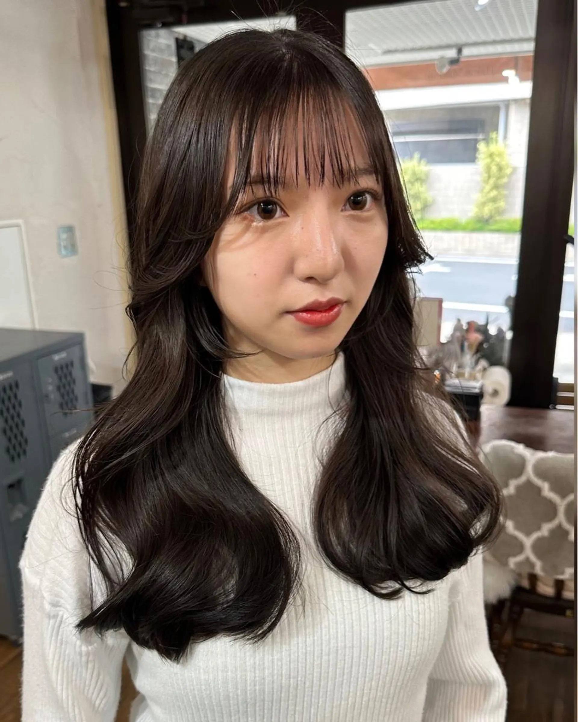 ロング カラー 切りっぱなしボブ ショートボブ バレイヤージュ ベージュカラー 黒髪 カット ヘアカラー トリートメント フリーランス所属・韓国ヘア レイヤー くびれヘアMATSUのヘアスタイル