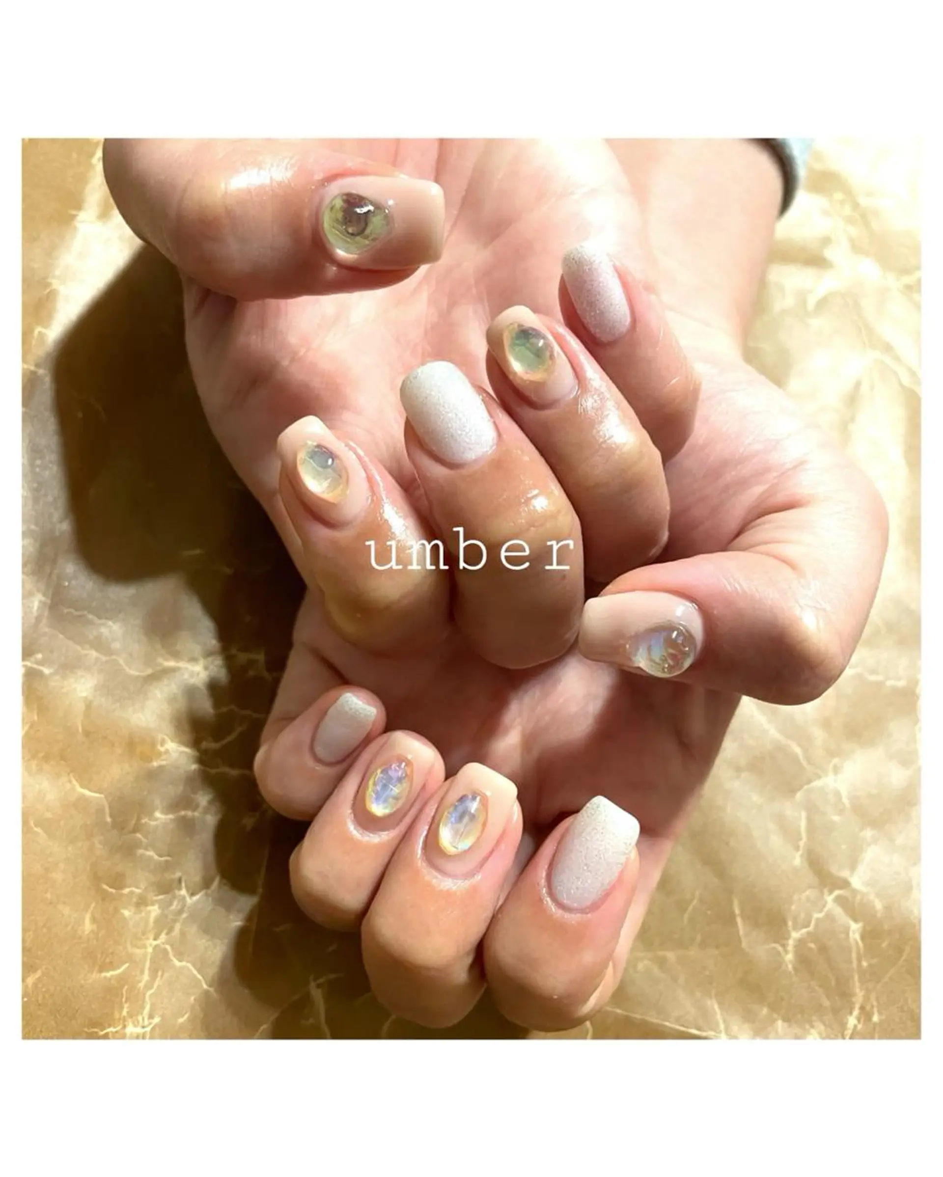 ネイル オーロラネイル クリアネイル フラッシュネイル フットネイル フレンチネイル ハンドネイル umber 三茶1分のネイルデザイン