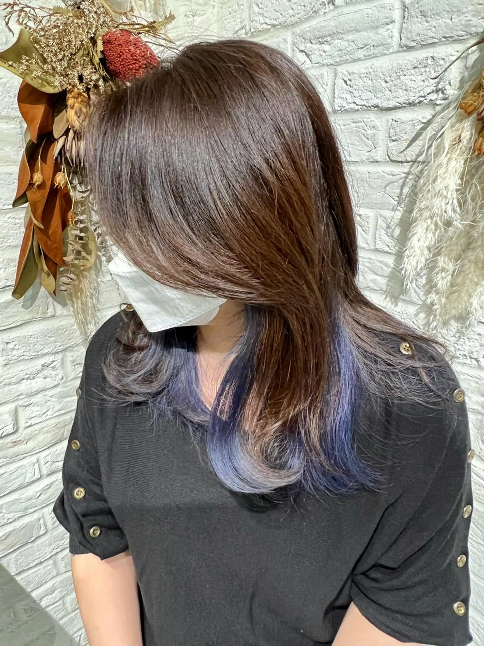 ロング カラー ヘアアレンジ ブルーカラー ブルーバイオレット インナーカラー バイオレットカラー 韓国風ヘア Seasonal〜（シーズナル）所属・伊藤 早人のヘアスタイル
