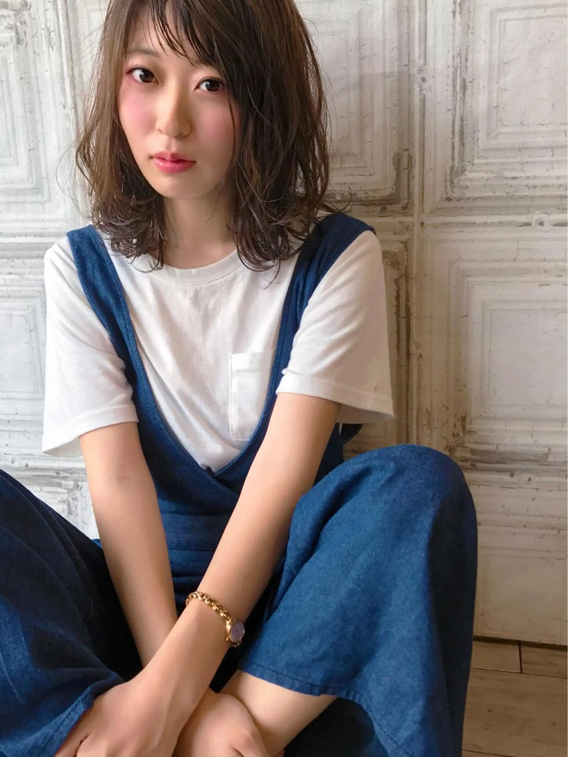 ミディアム カラー ベージュカラー 透明感カラー フォギーベージュ 日比 貴大/ minim hairのヘアスタイル