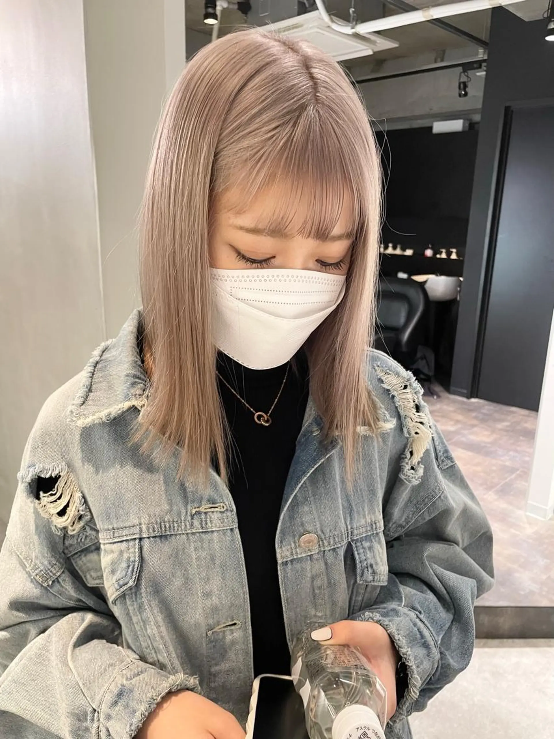 ミディアム カラー ブリーチ ケアブリーチ ハイトーンカラー ボブ 心斎橋/ブリーチ minamiのヘアスタイル