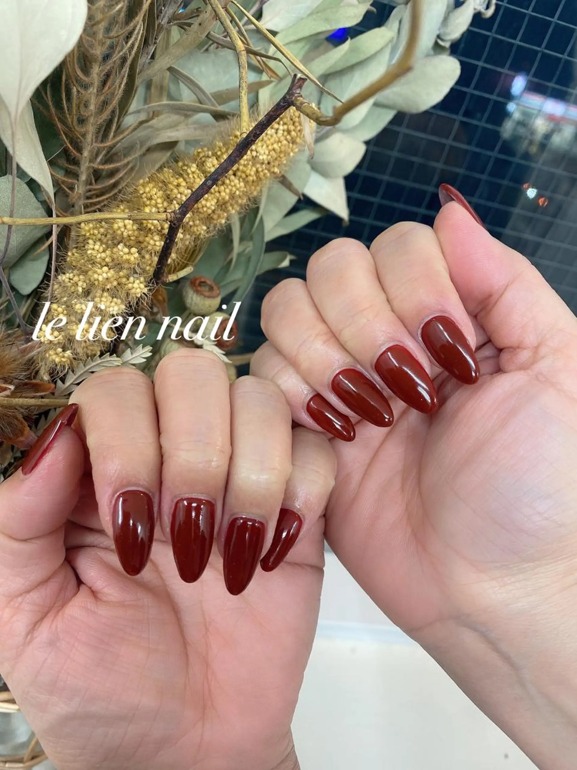 ネイル ボルドー ワンカラーネイル ハンドネイル le lien nailのネイルデザイン