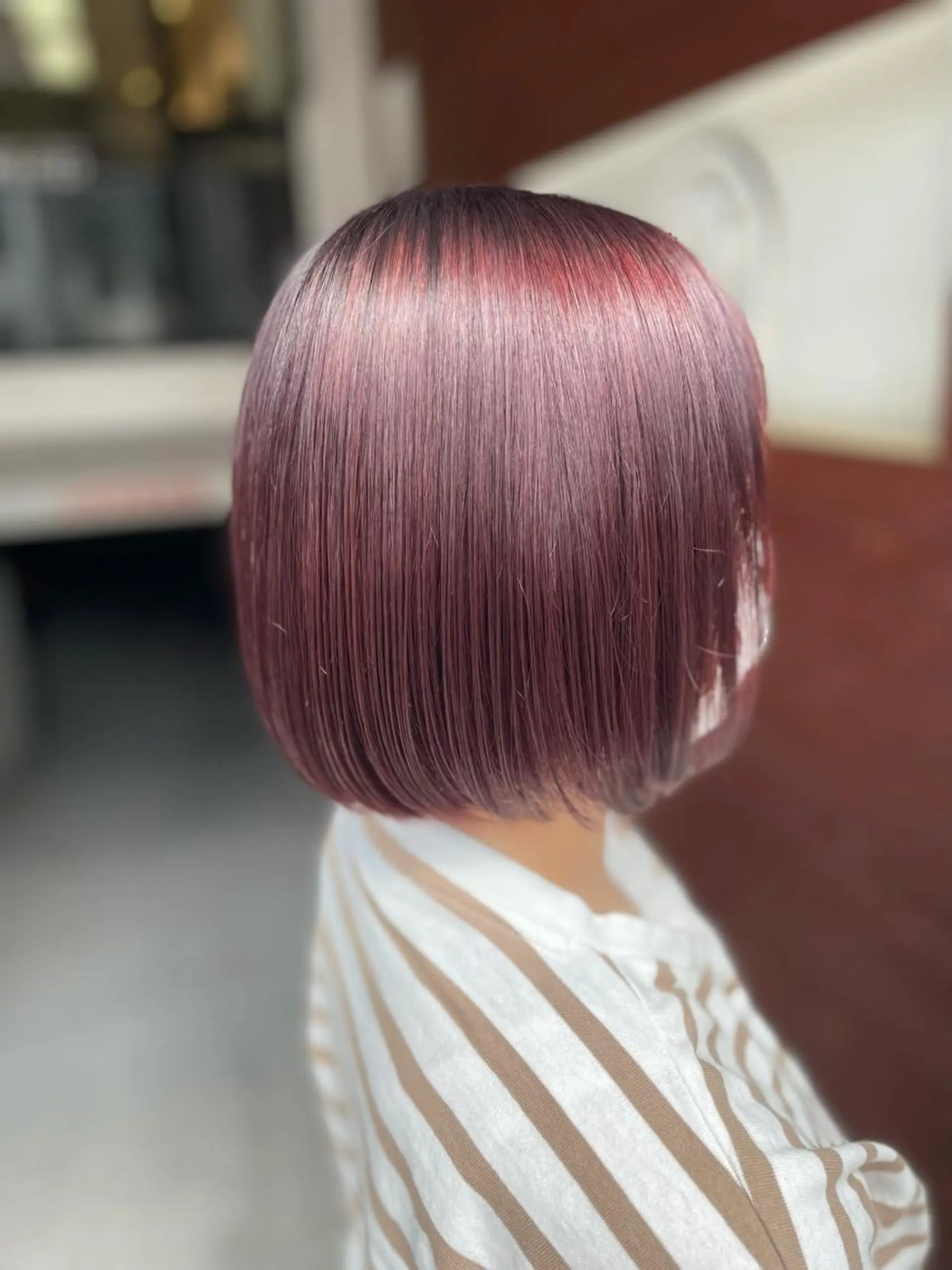 ショート カラー ブラウンカラー ピンクカラー ピンクブラウン ヘアカラー トリートメント IORI #韓国ヘア#髪質改善のヘアスタイル