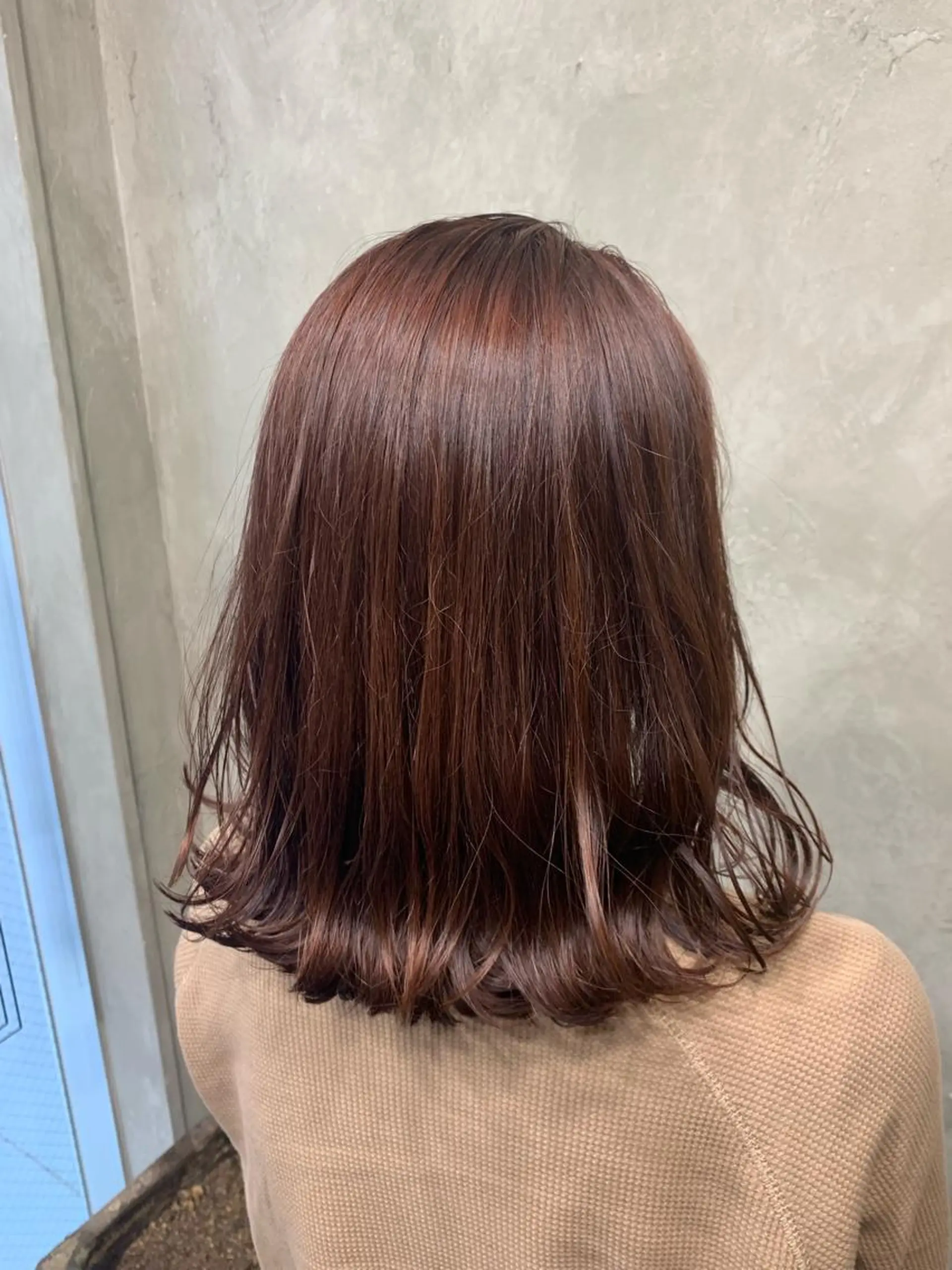 ミディアム カラー パーマ レッドカラー 🌈髪質改善💕 縮毛矯正✨青木まで✨のヘアスタイル