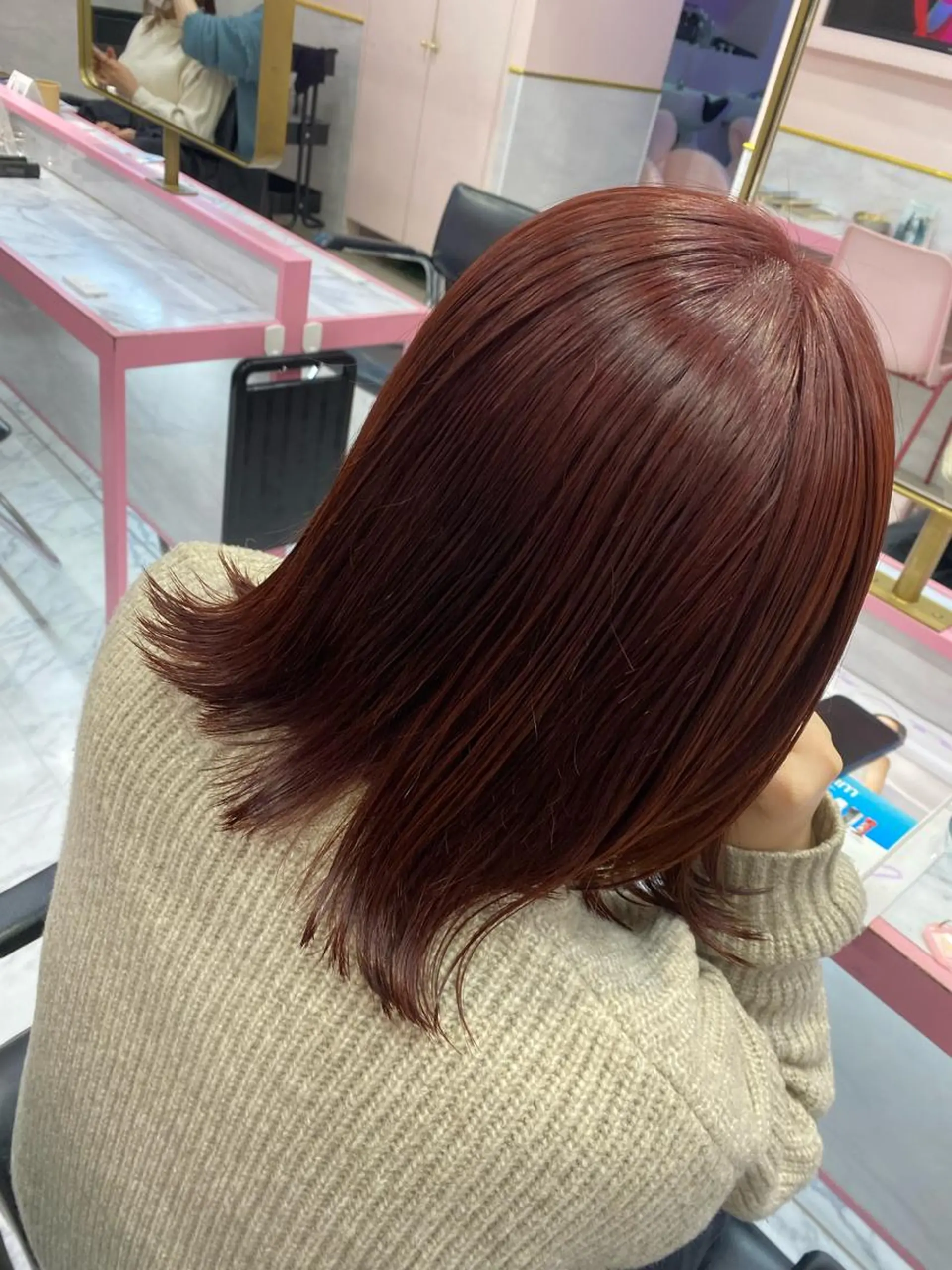 カラー ブリーチ ブラウンカラー ピンクカラー ヘアカラー トリートメント ヘアセット 楓🦋韓国系レイヤー / 透明感カラー🤍のヘアスタイル