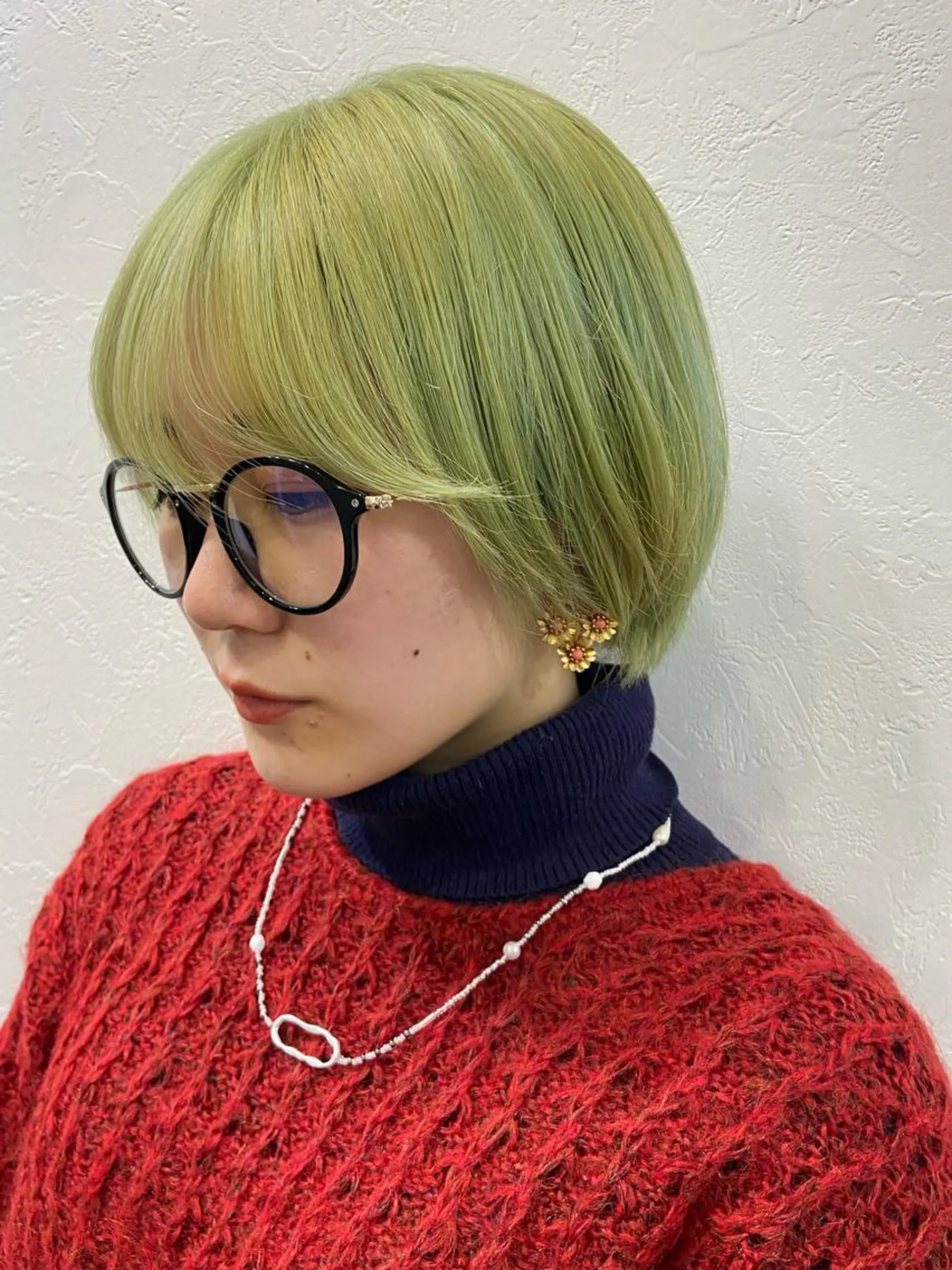 ショート カラー ショートボブ ブリーチ ケアブリーチ ミント ミントグリーン 金井京介/パーマ /レイヤー/ボブのヘアスタイル