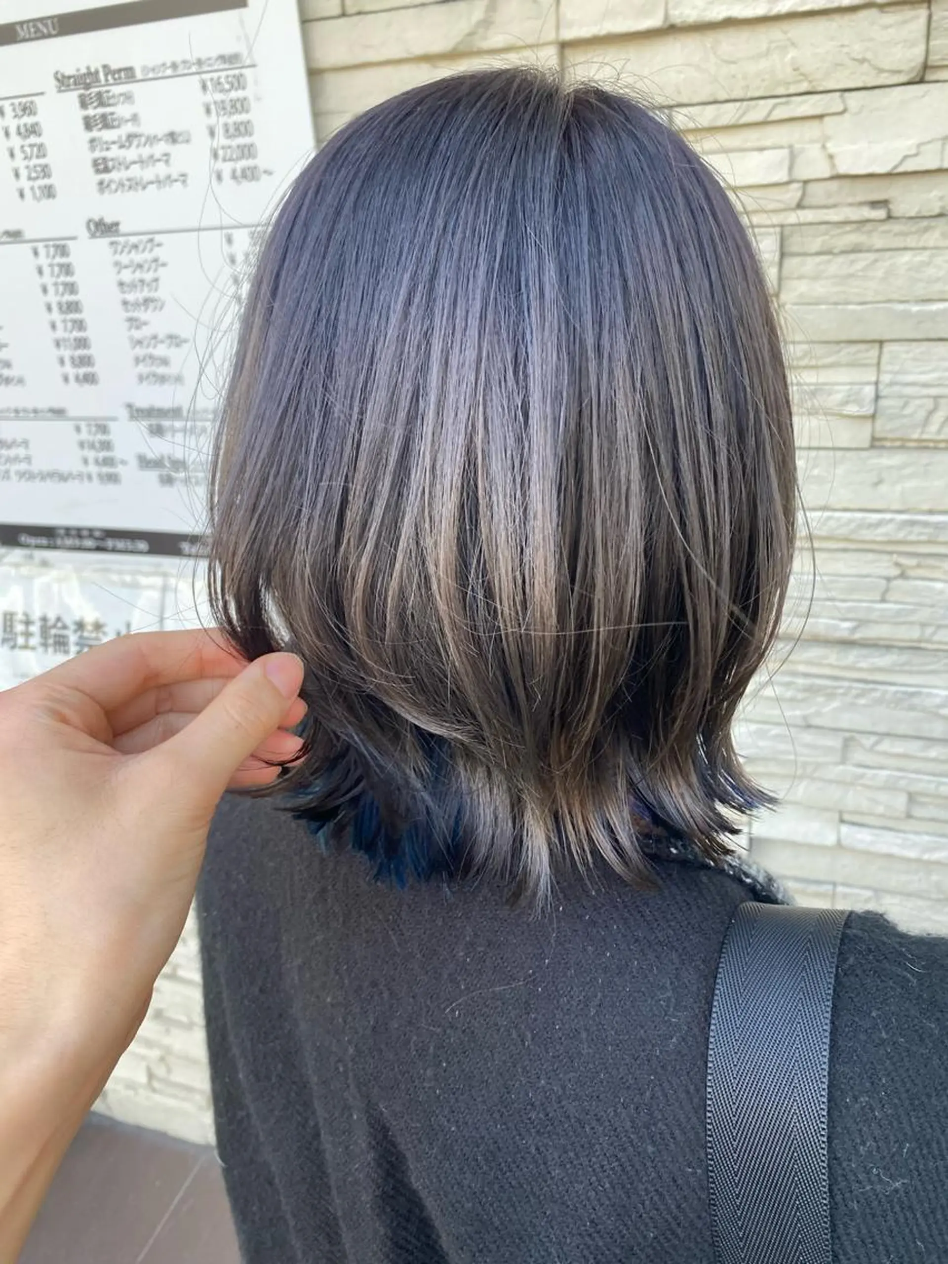 ミディアム カラー ボブレイヤー ブルーカラー ダブルカラー グレージュ インナーカラー カット ヘアカラー 塩谷黎✨ブリーチカラ ーメンズパーマ✨のヘアスタイル