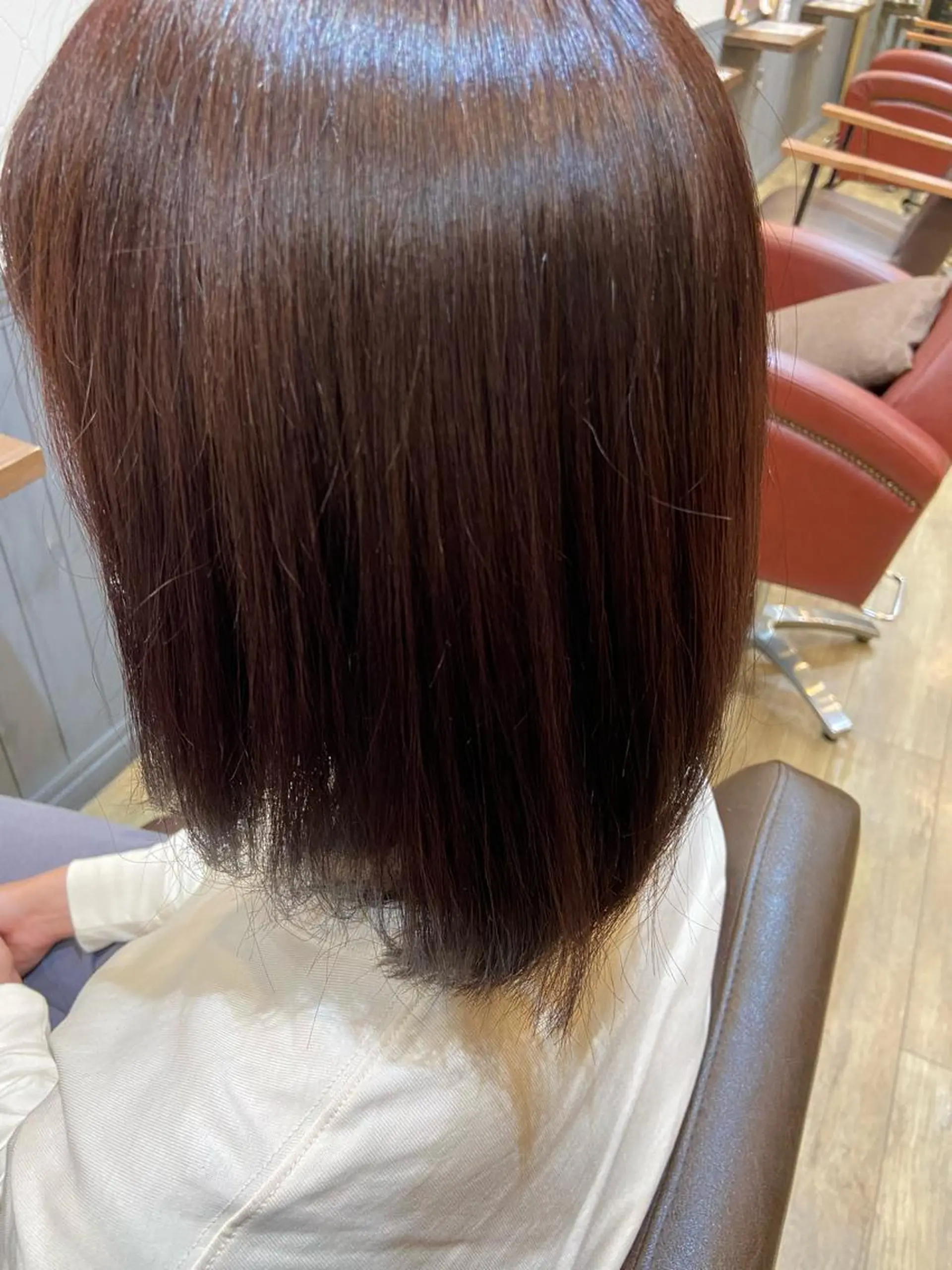 ミディアム カラー ブリーチ ブラウンカラー ブリーチなしカラー ピンクカラー ピンクブラウン ハラダ ヒナミのヘアスタイル