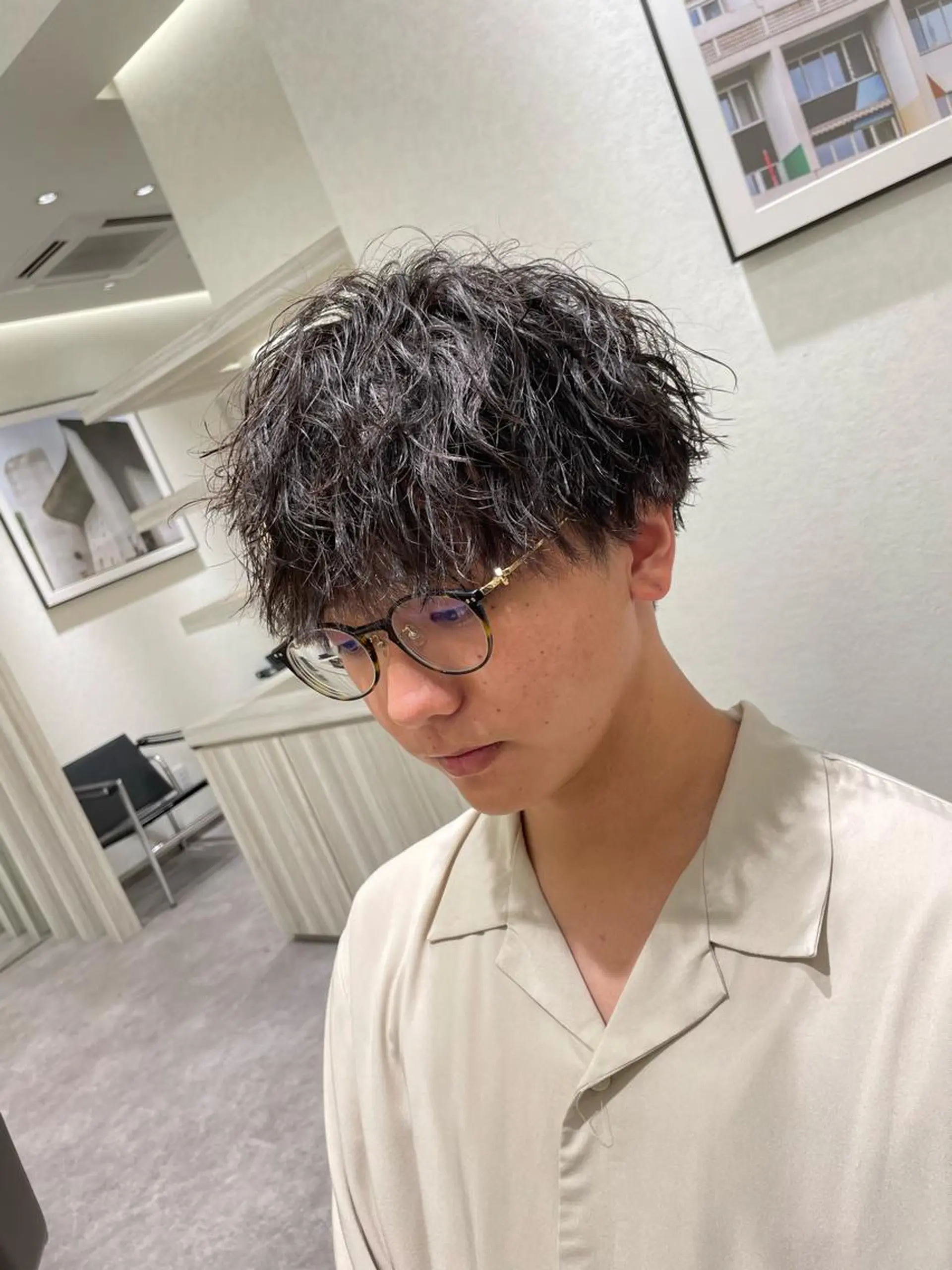 ショート パーマ メンズ カット パーマ メンズ特化店長✨ 9/13空◎岡本一真のヘアスタイル