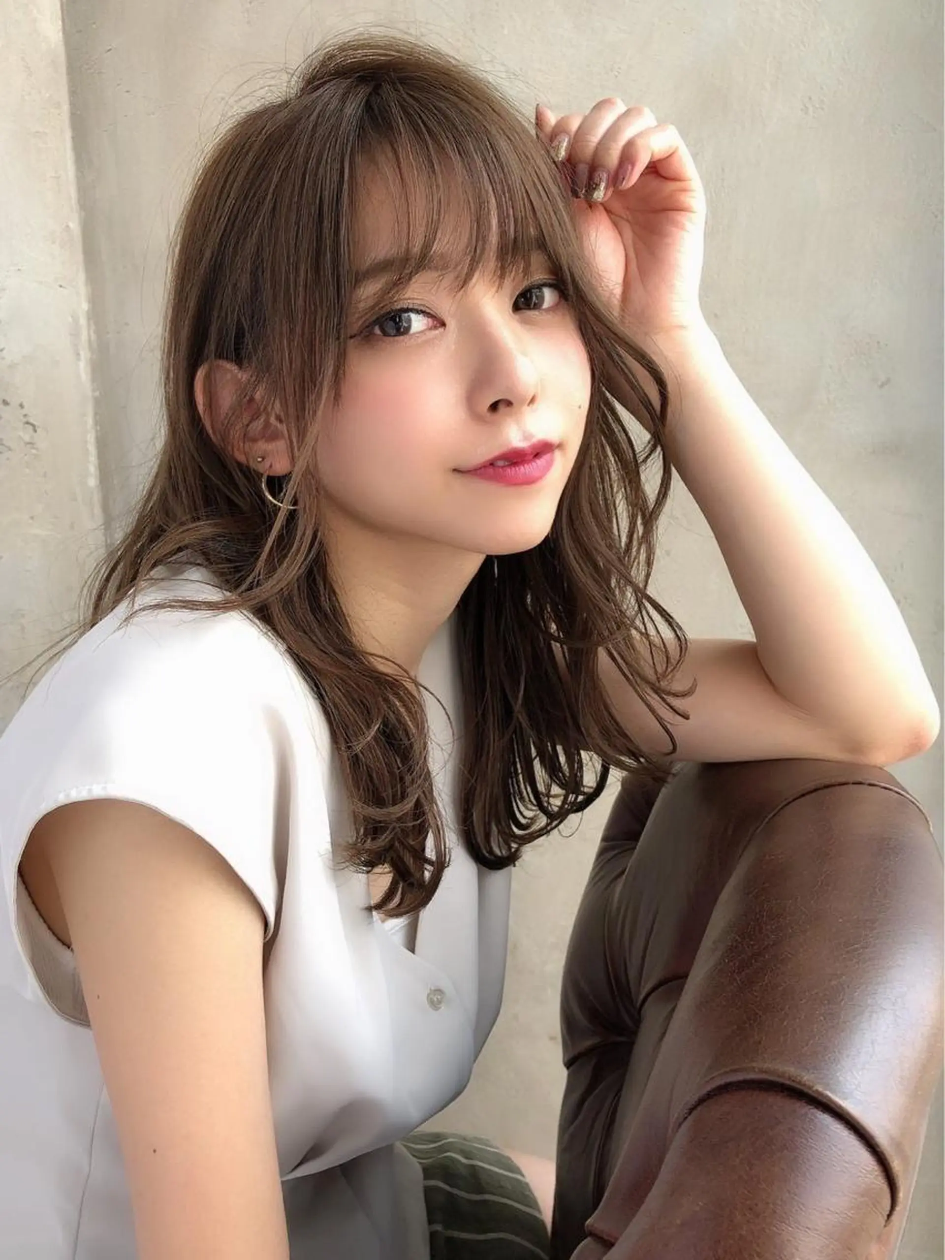 ロング カラー 高島大登/顔周り /ミルクティーのヘアスタイル
