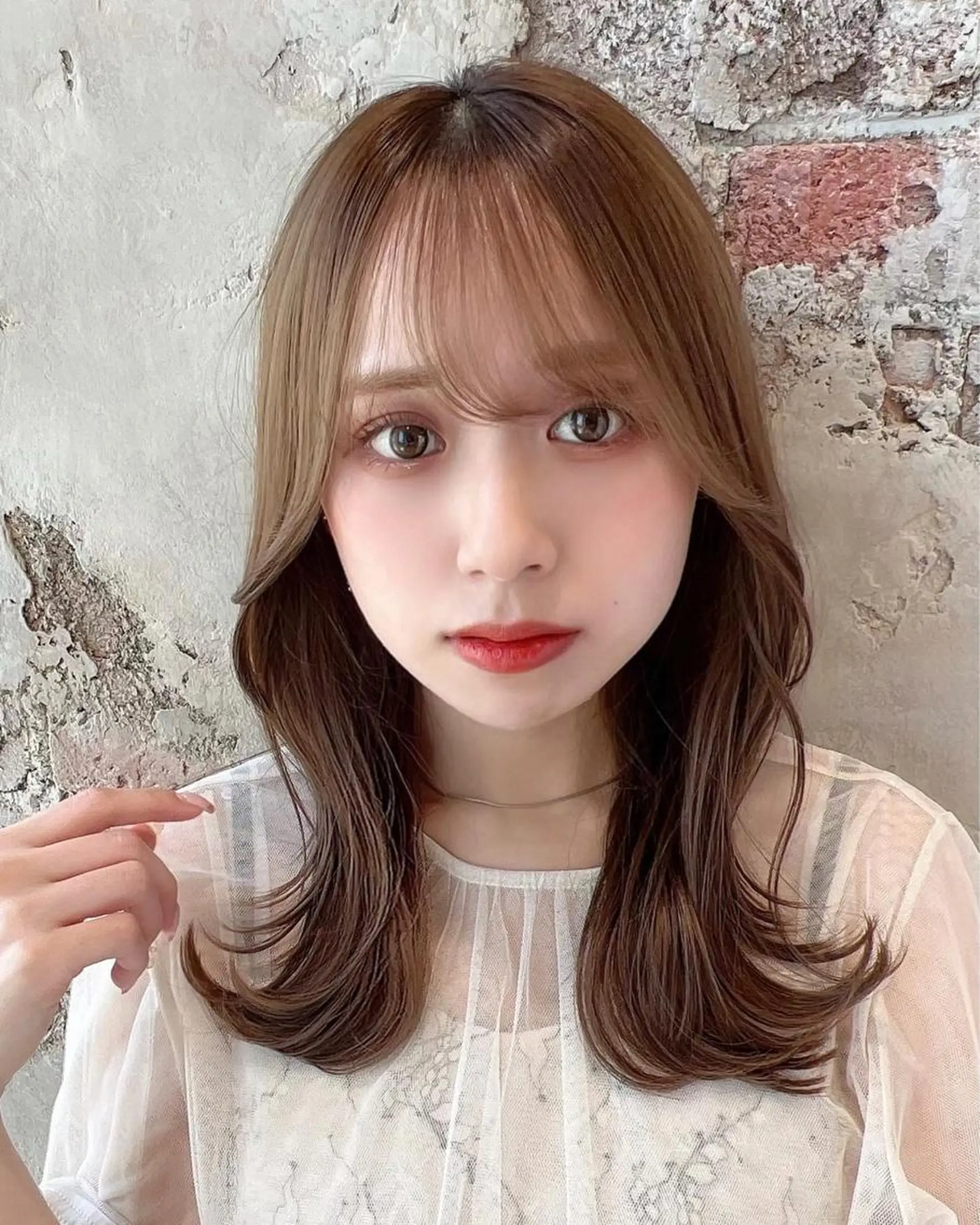 セミロング カラー ベージュカラー ブラウンカラー くびれヘア 髪質改善 縮毛矯正 カット ヘアカラー トリートメント 🧡くびれヘア/前髪 顔周り🧡久原結衣のヘアスタイル