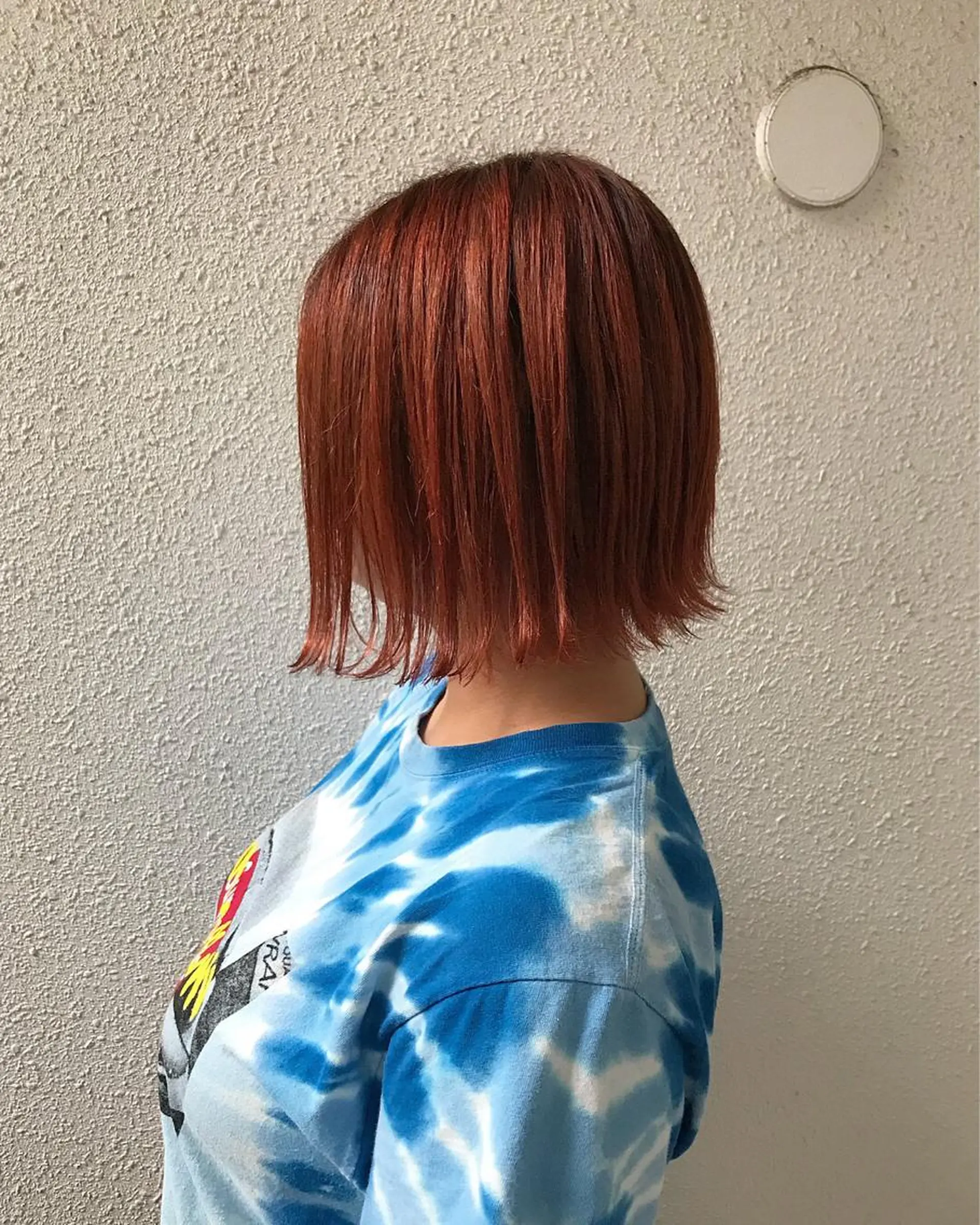 ショート カラー ブリーチ オレンジ レッドカラー インナーカラー/天神 ブリーチ/吉田のヘアスタイル