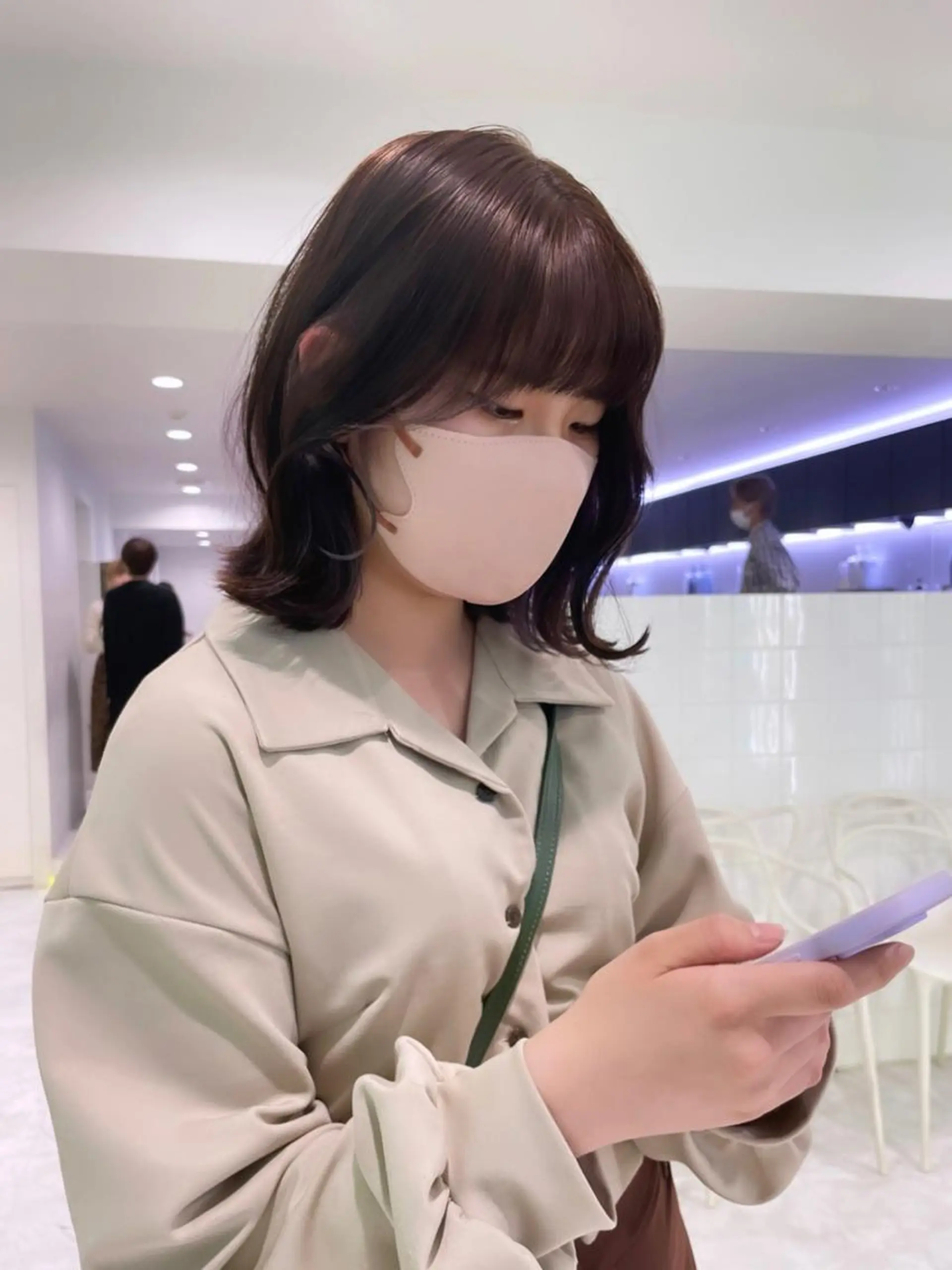 ミディアム カラー 顔周りカット カット トリートメント 韓国レイヤーカット /ダブルカラーのヘアスタイル