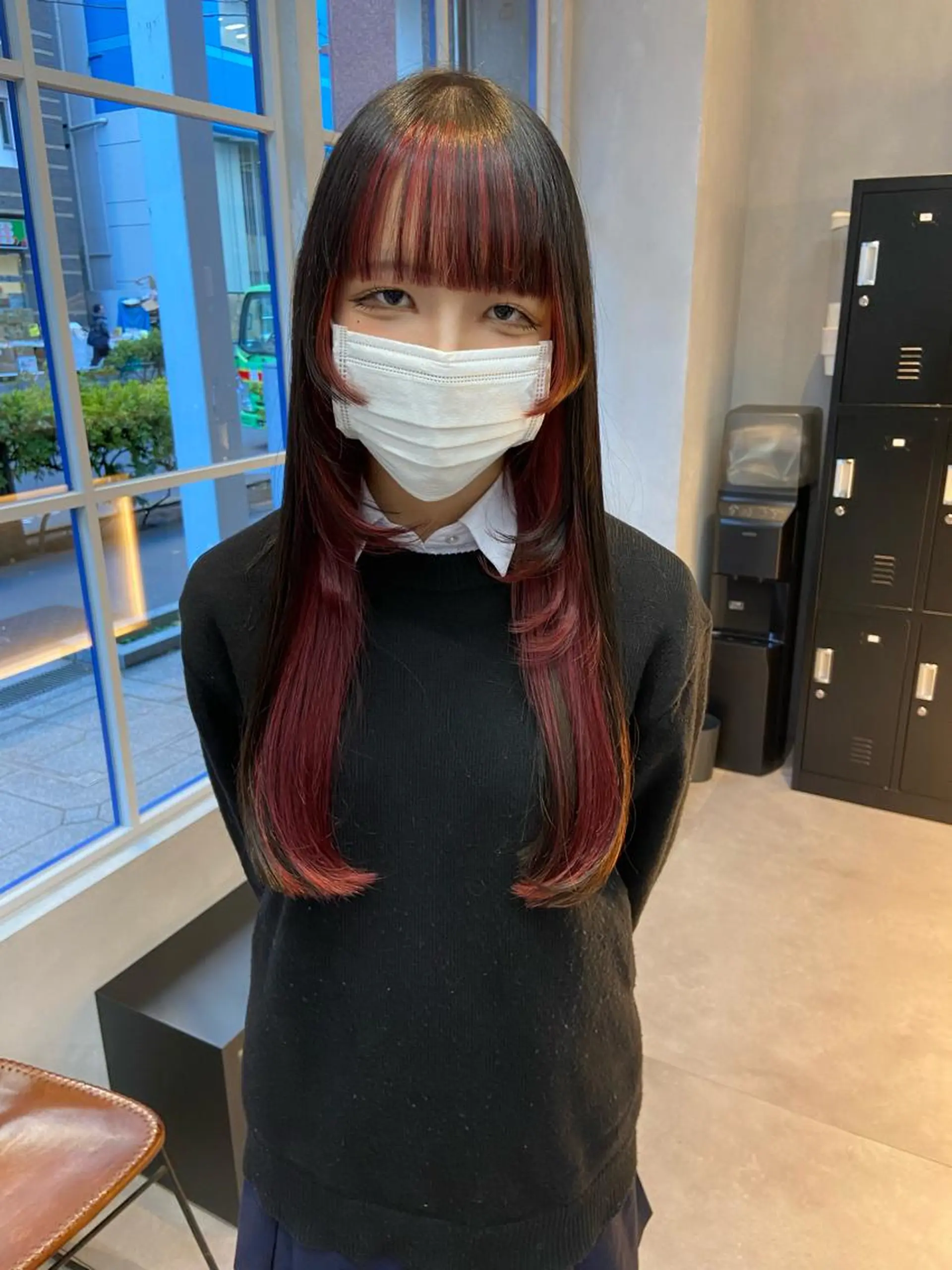ロング カラー レッドカラー ウルフカット カット ヘアカラー トリートメント amie   水戸所属・レイヤー💧艶髪 💧Syotaのヘアスタイル