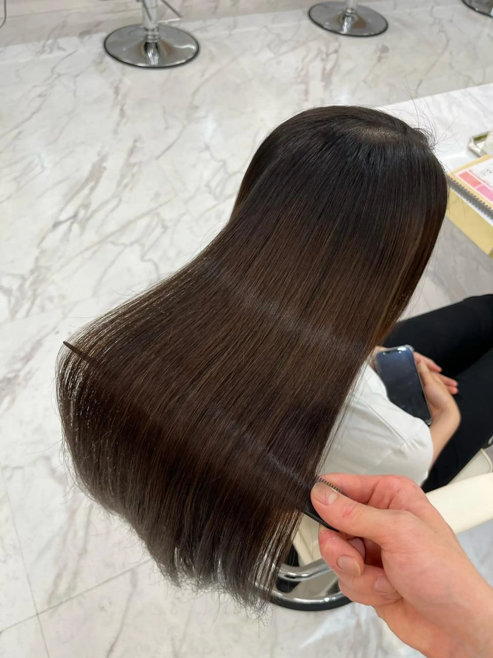 ロング カット 縮毛矯正 トリートメント 韓国風🫧髪質改善 村上　蒼生のヘアスタイル