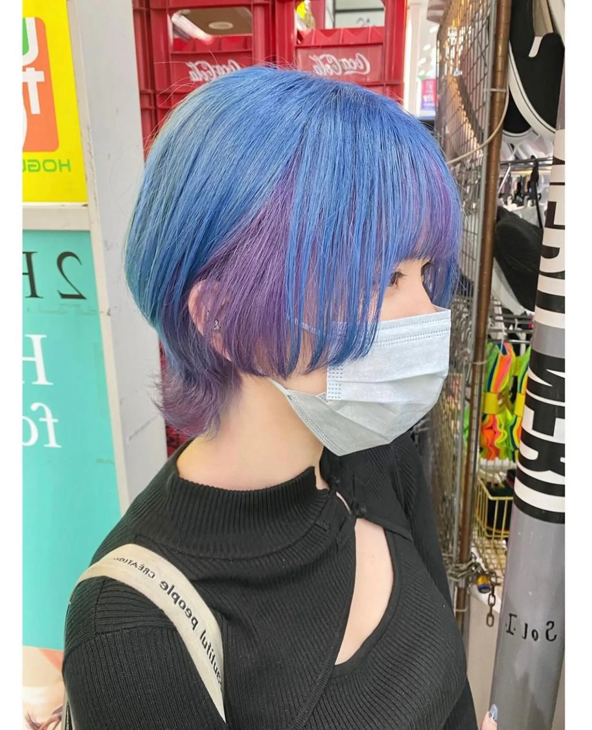 ショート カラー ブルーカラー ラベンダーカラー ショートヘア ウルフカット ヘアカラー GARU-ガル-所属・TSUNO🦖 派手髪/オタク美容師のヘアスタイル