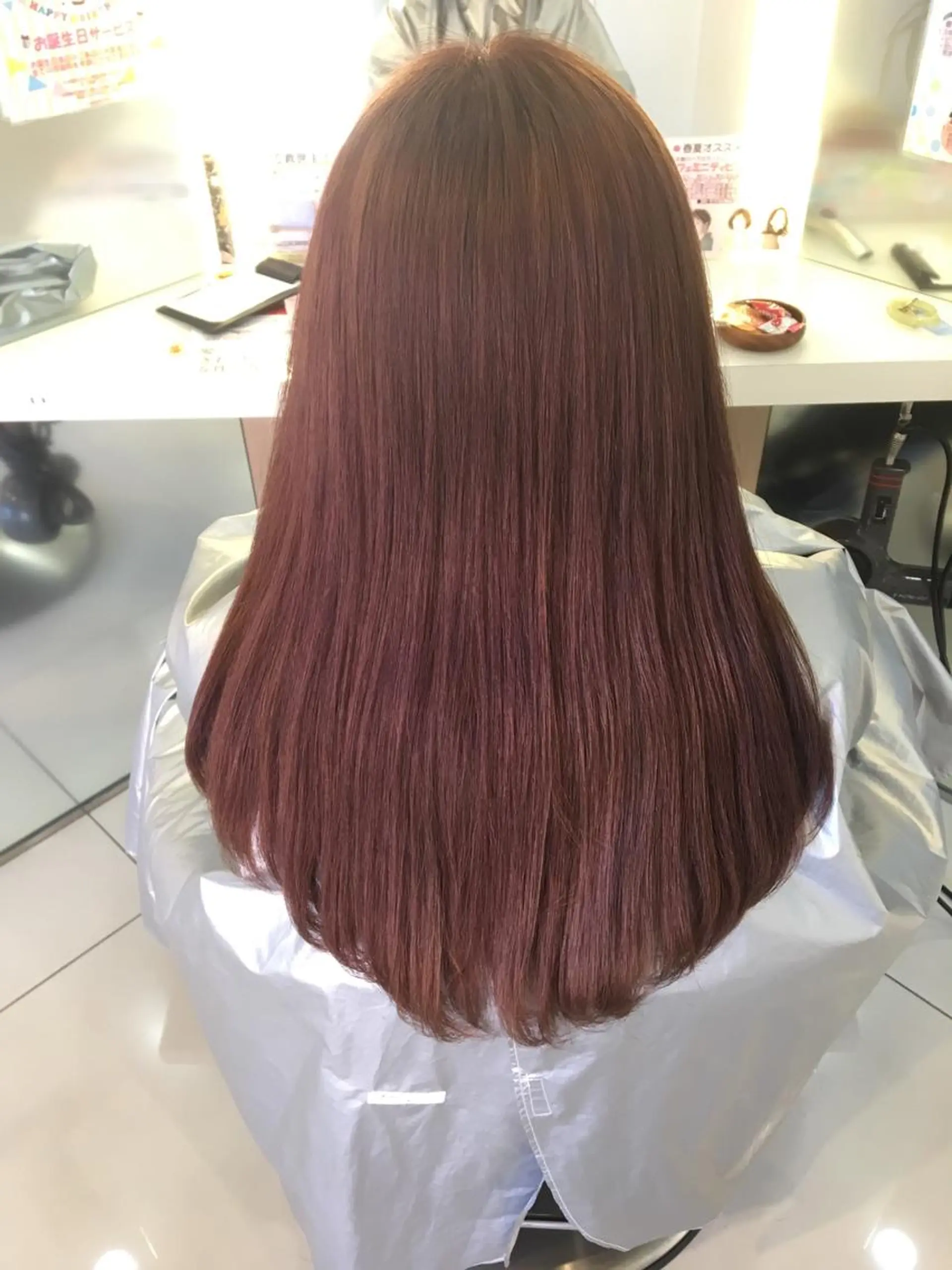 ロング カラー ブラウンカラー ピンクカラー ピンクブラウン 広がり毛特化 頭身浴/ 中田のヘアスタイル