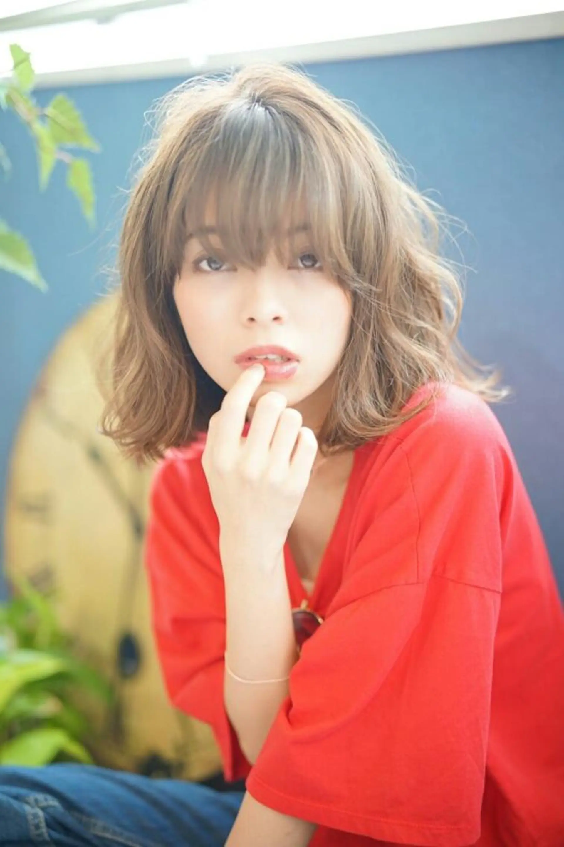 ミディアム カラー ヘアアレンジ 韓国風レイヤー ハイトーンRYOTAのヘアスタイル