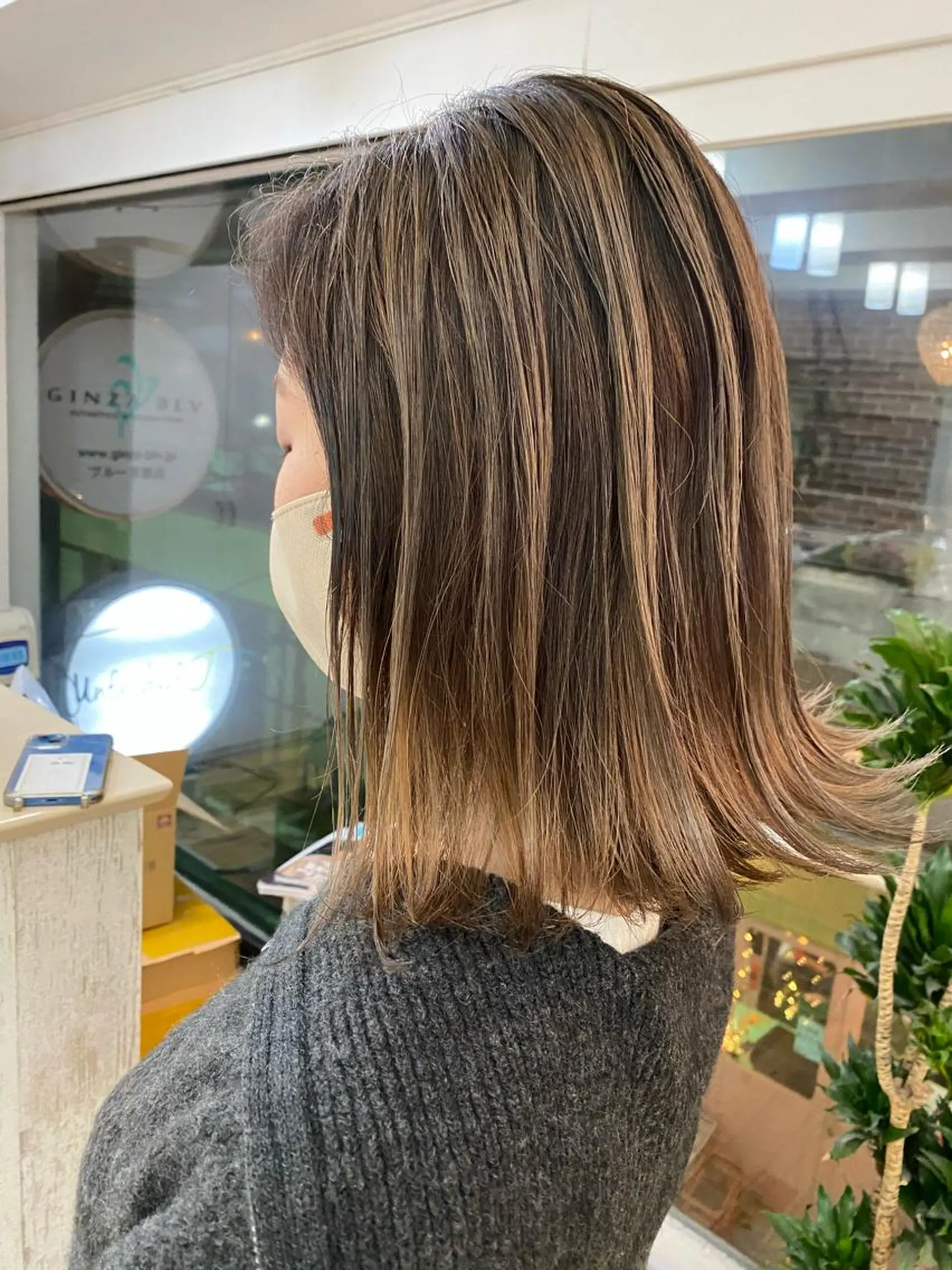ミディアム カラー ヘアアレンジ カット ヘアカラー トリートメント 久米 治仁のヘアスタイル