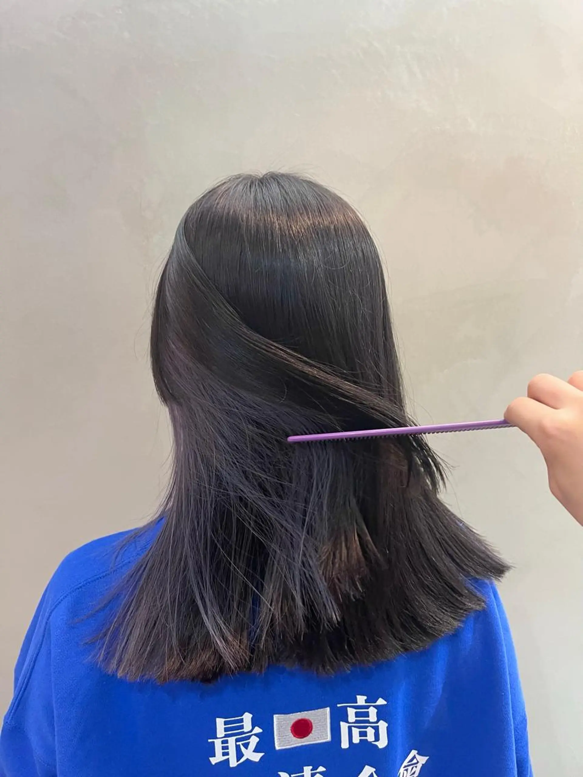 セミロング カラー インナーカラー パープルカラー a-o横浜所属・色落ちまでキレイに！ ！女性サロンremiのヘアスタイル