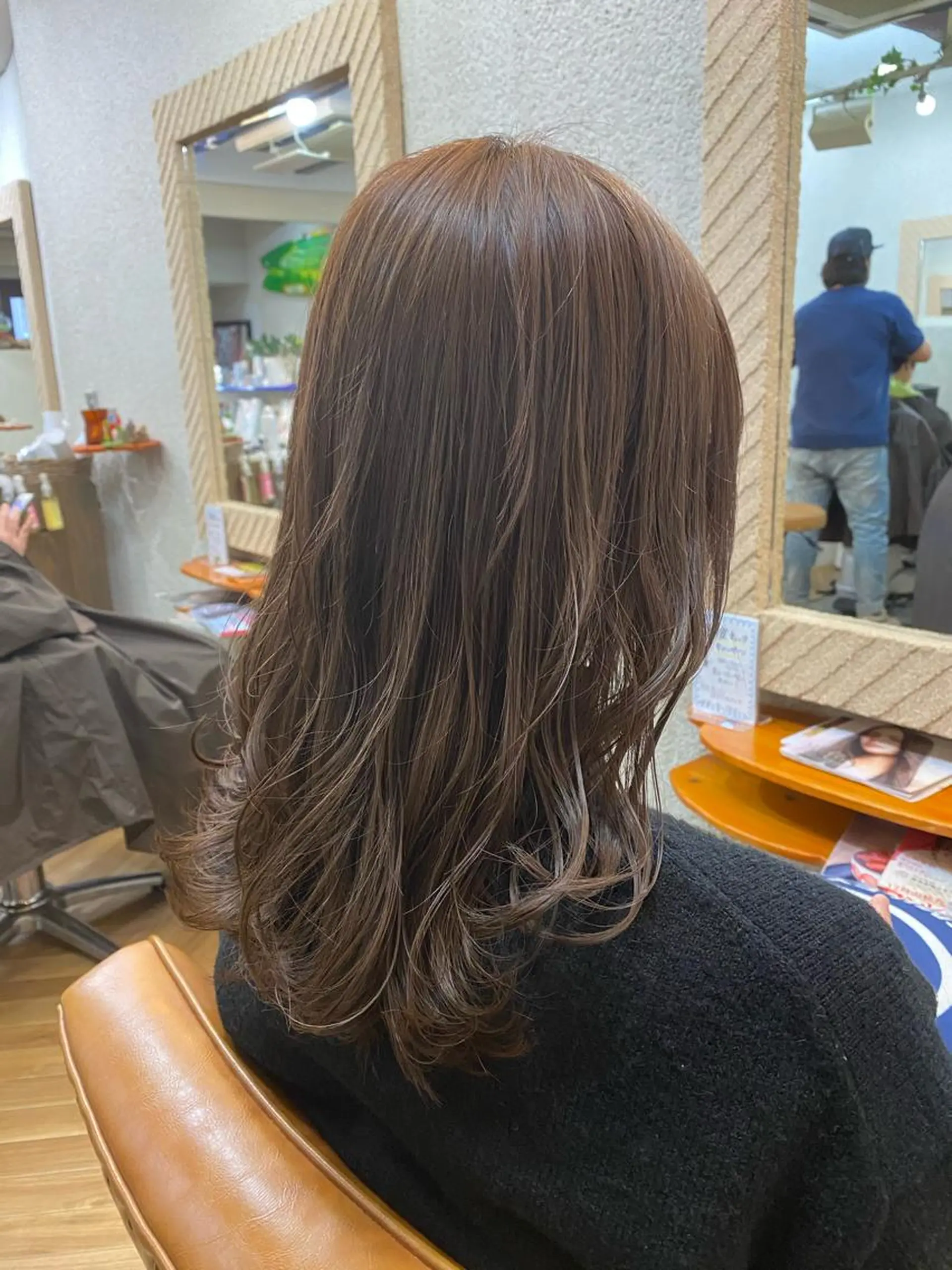 セミロング カラー カット パーマ 藤野 陵平のヘアスタイル