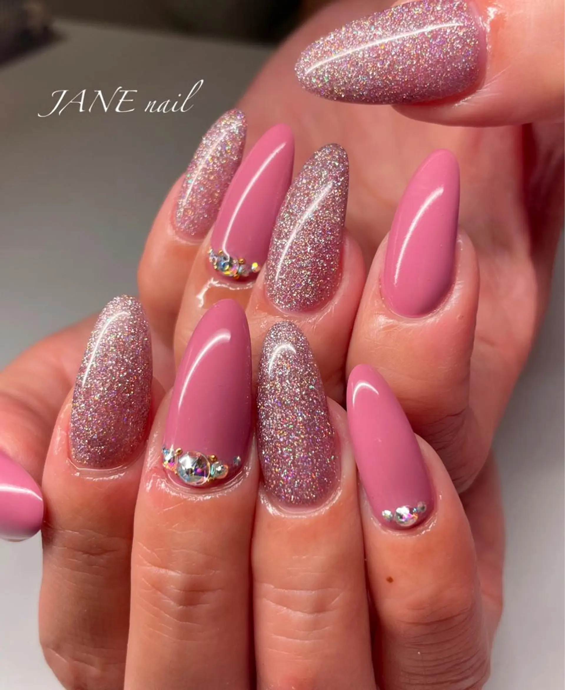 ネイル フットネイル ロングネイル ピンク ハンドネイル Nail Salon JANEのネイルデザイン