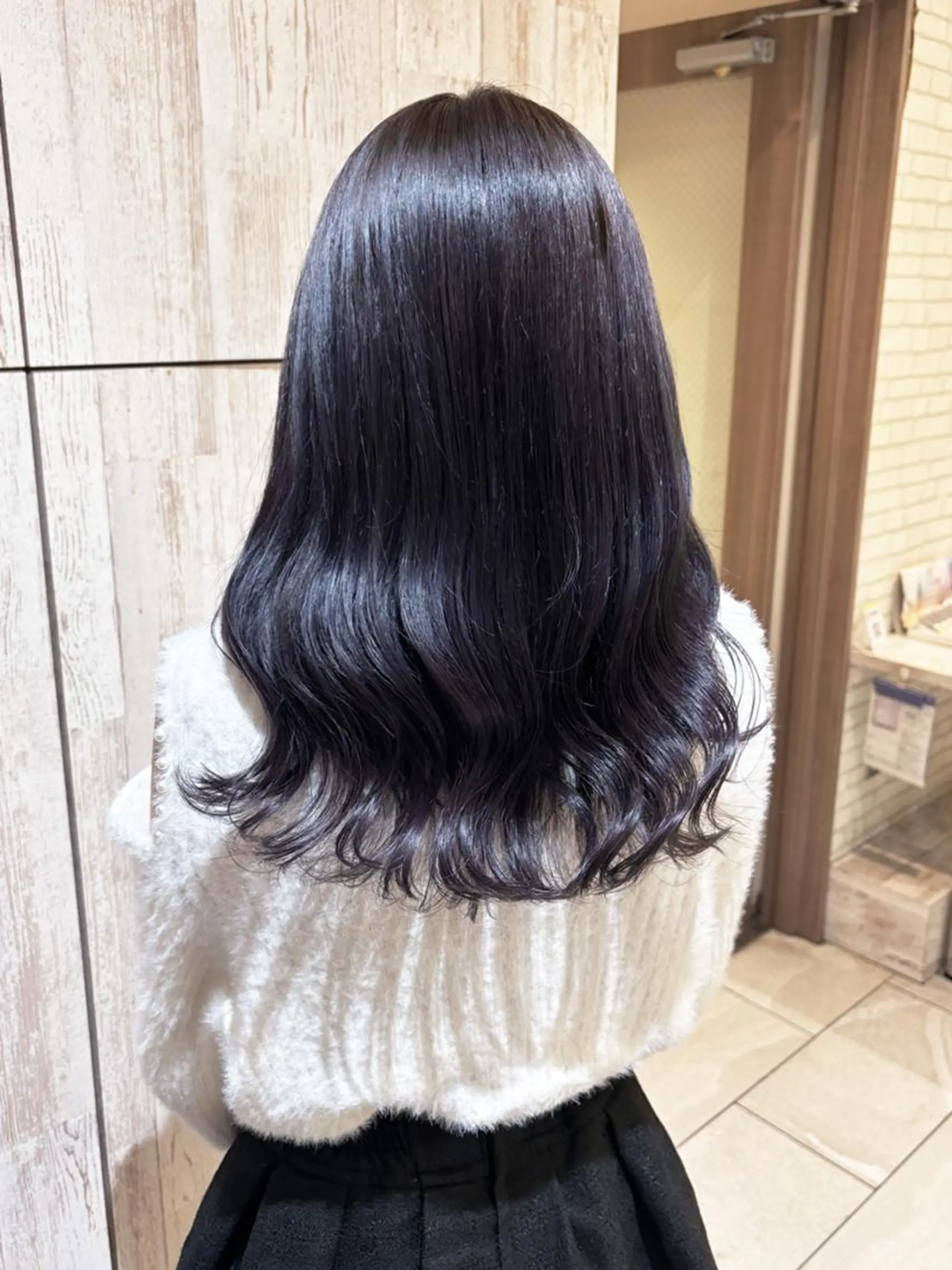 ロング カラー 黒髪 ディープパープル パープルカラー パープルブラック ヘアカラー トリートメント 高橋成海💎透明感/ デザインカラー💎のヘアスタイル