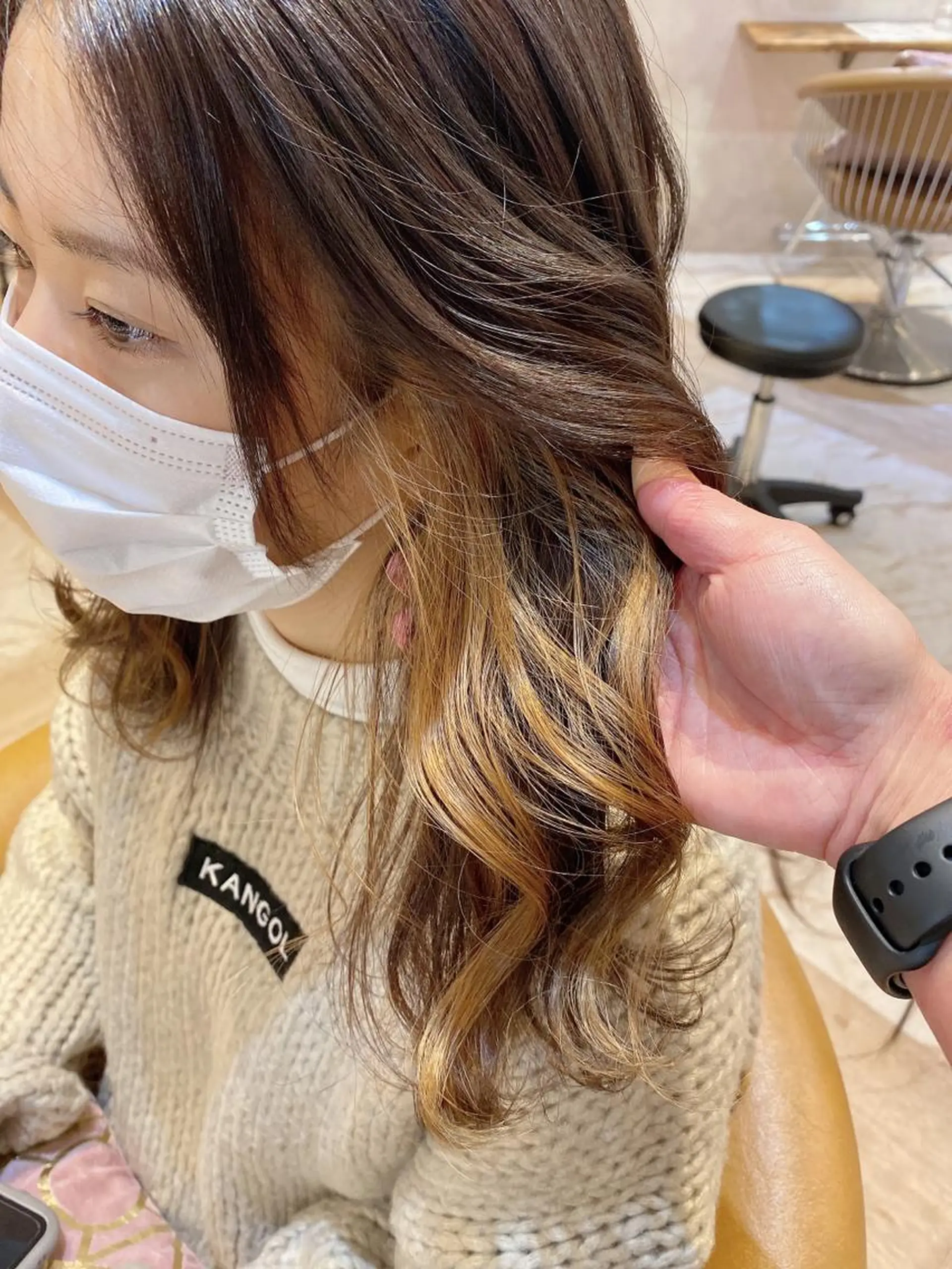 ミディアム カラー ベージュカラー イヤリングカラー カット ヘアカラー トリートメント ツヤ髪になりたい方へ 🩷柴田知亜希のヘアスタイル