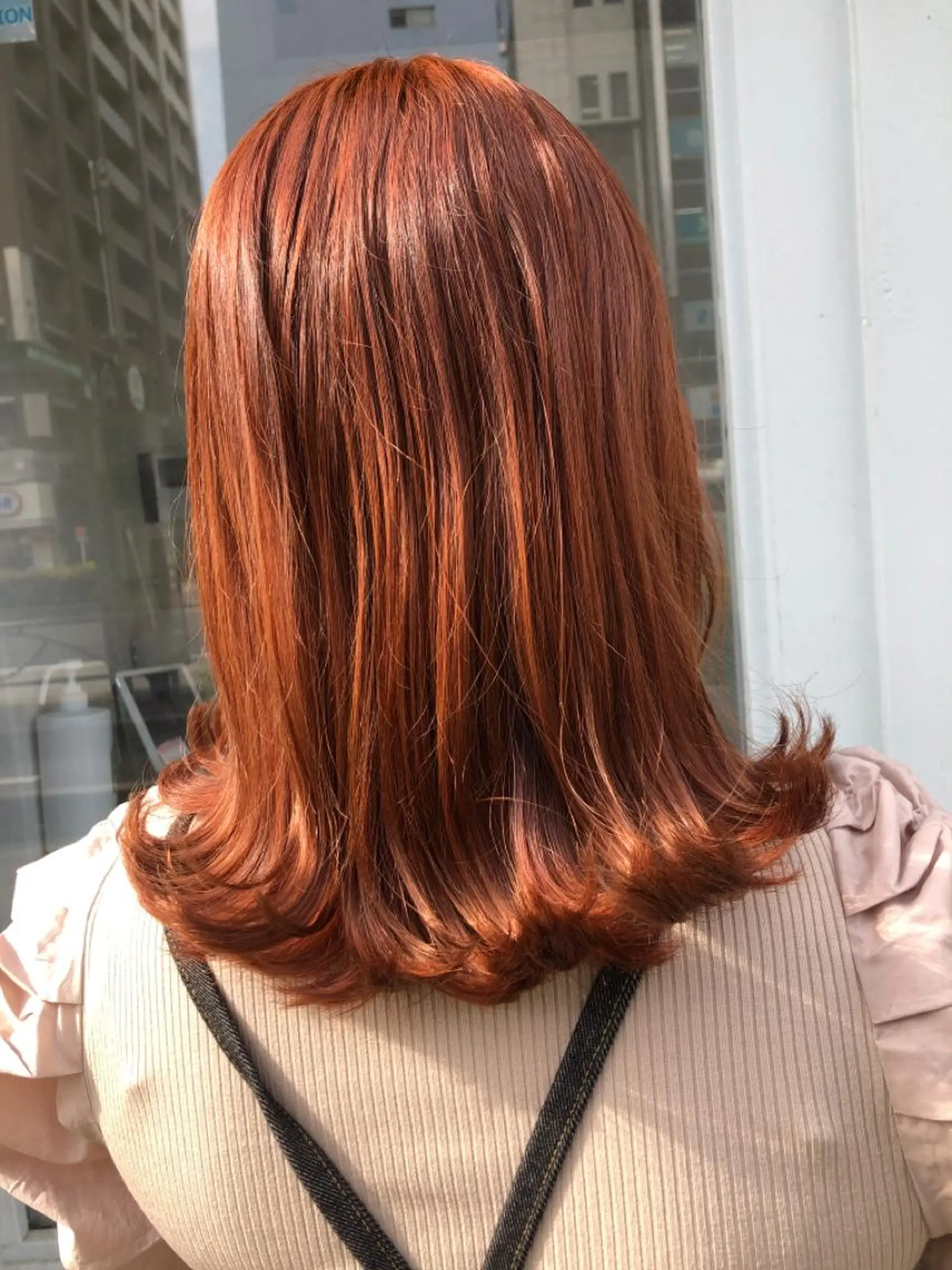 セミロング カラー オレンジ ヘアカラー トリートメント ヘアセット 🎀髪質改善 そら🎀のヘアスタイル