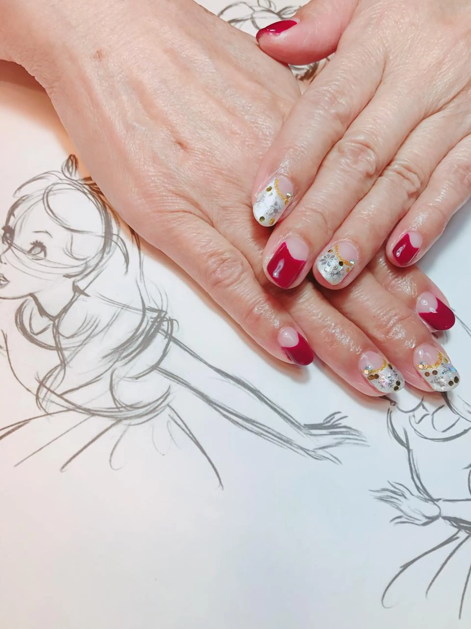 ネイル フレンチネイル 逆フレンチ owlnail /持込みデザイン専門のネイルデザイン