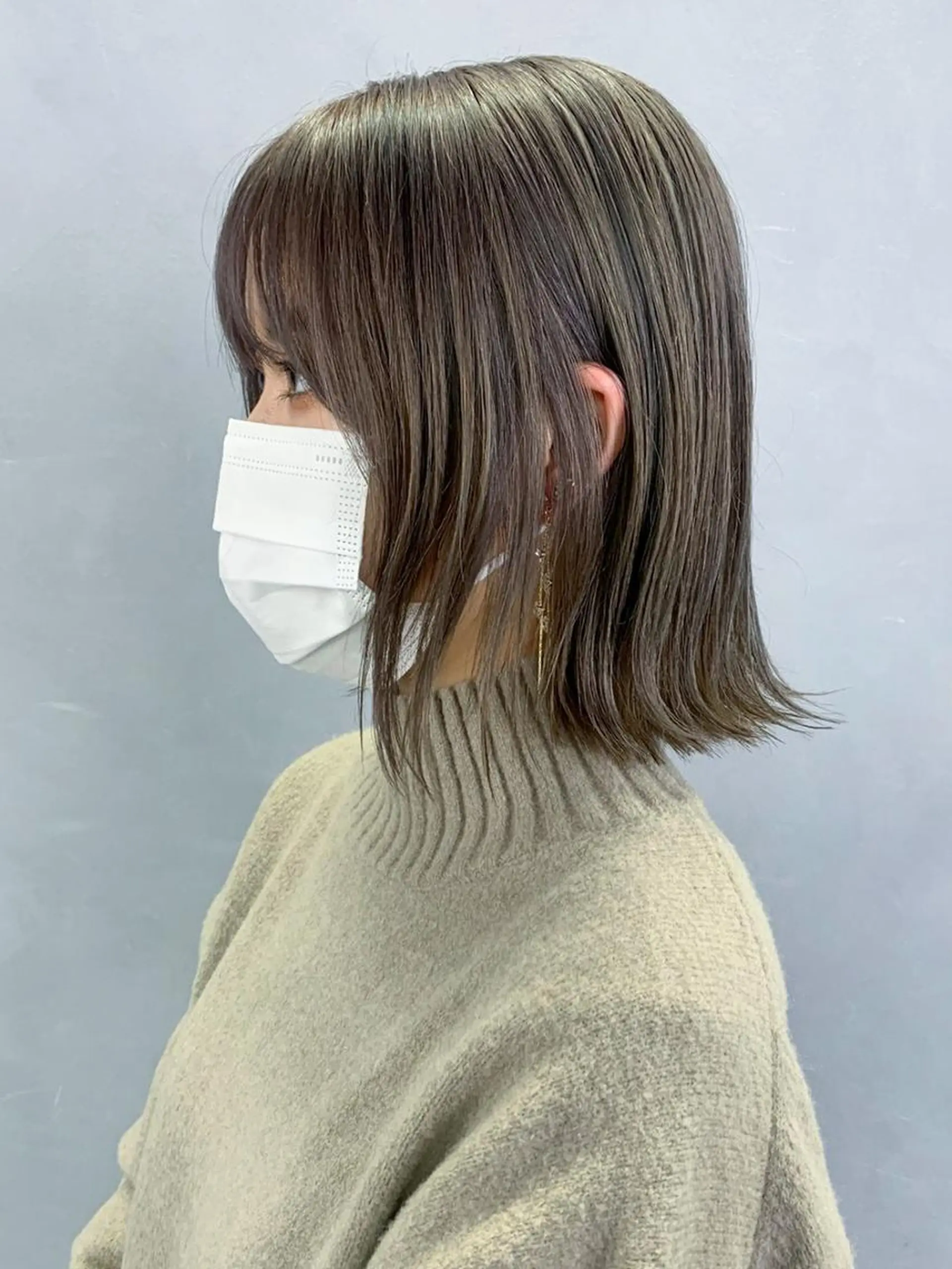 ミディアム カラー パーマ ヘアアレンジ グレージュ ボブ ITbyALBUM 松戸のヘアスタイル