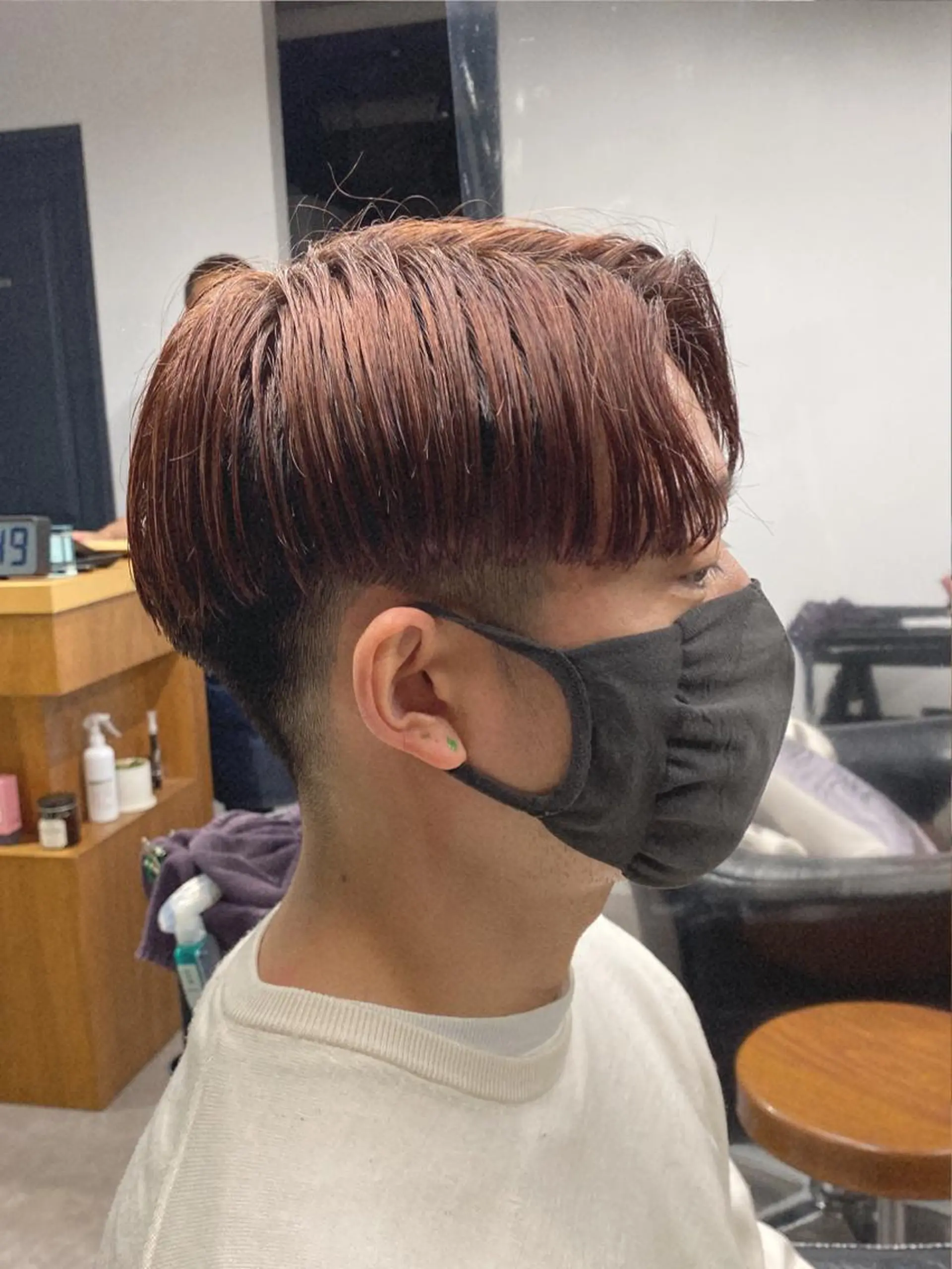 ミディアム メンズ メンズ韓国風 韓国マッシュ マッシュ レッドブラウン 韓国風ヘア ショート･ウルフ✂︎ 安住有咲子のヘアスタイル