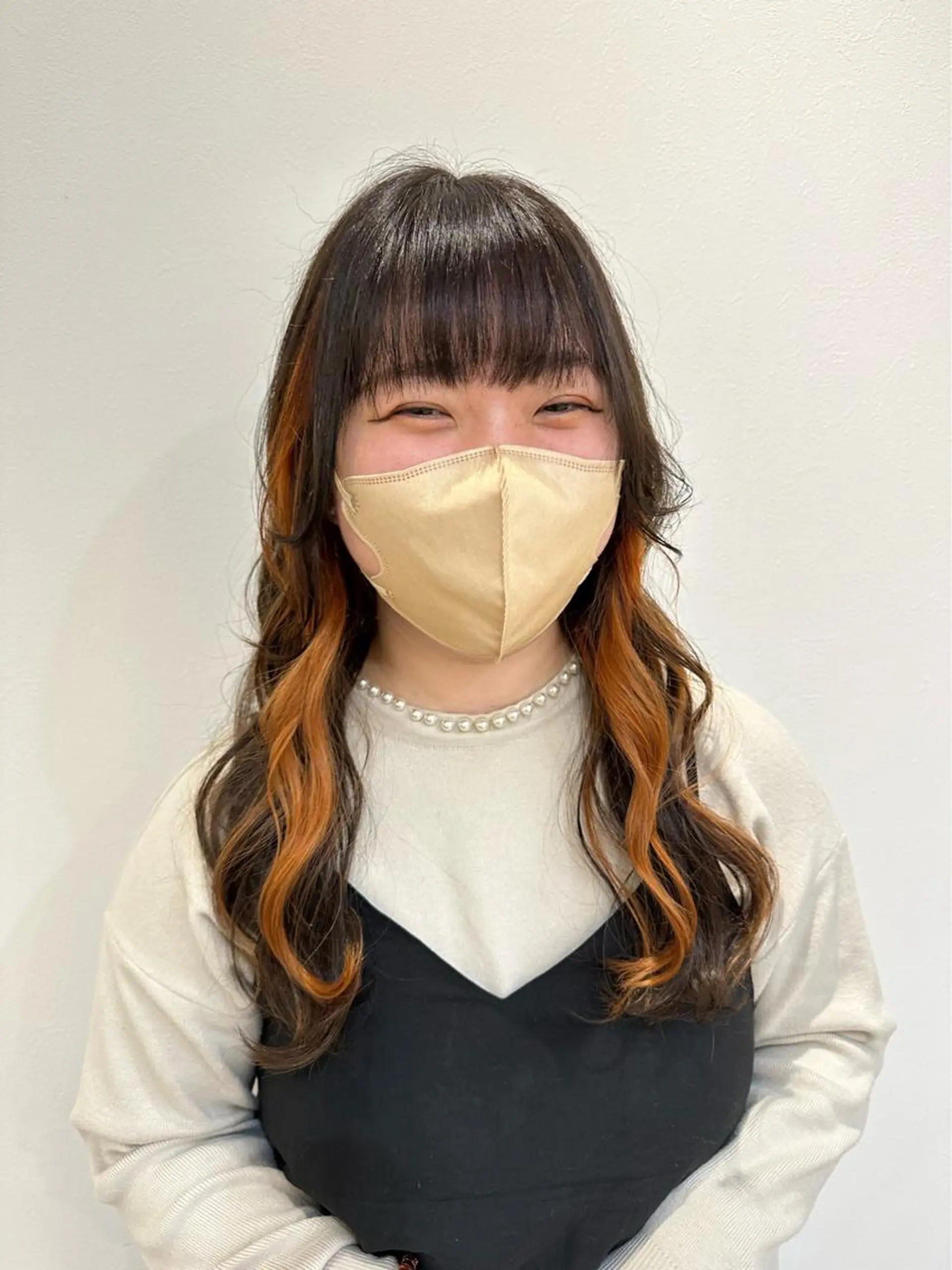 ロング カラー イヤリングカラー オレンジ 永田 彩華のヘアスタイル