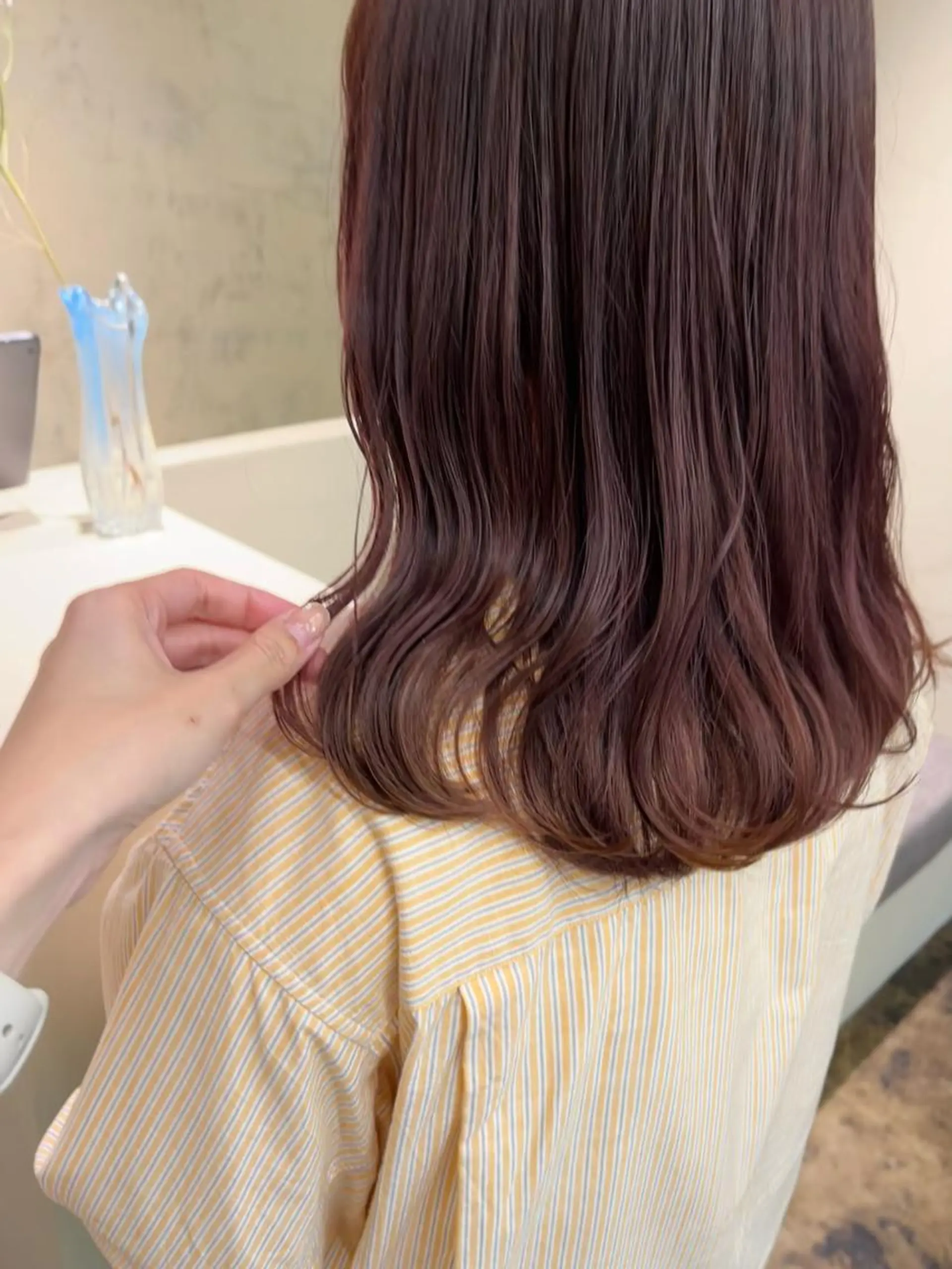 ミディアム カラー ベージュカラー ピンクカラー ピンクベージュ ヘアカラー 西山 紗耶香🪽 透明感カラー/ボブのヘアスタイル