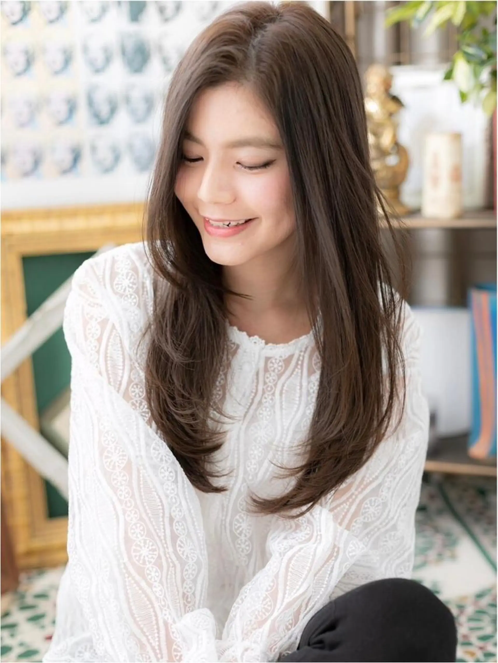 ロング カラー パーマ 小顔カット得意🌟 岩渕麻由のヘアスタイル