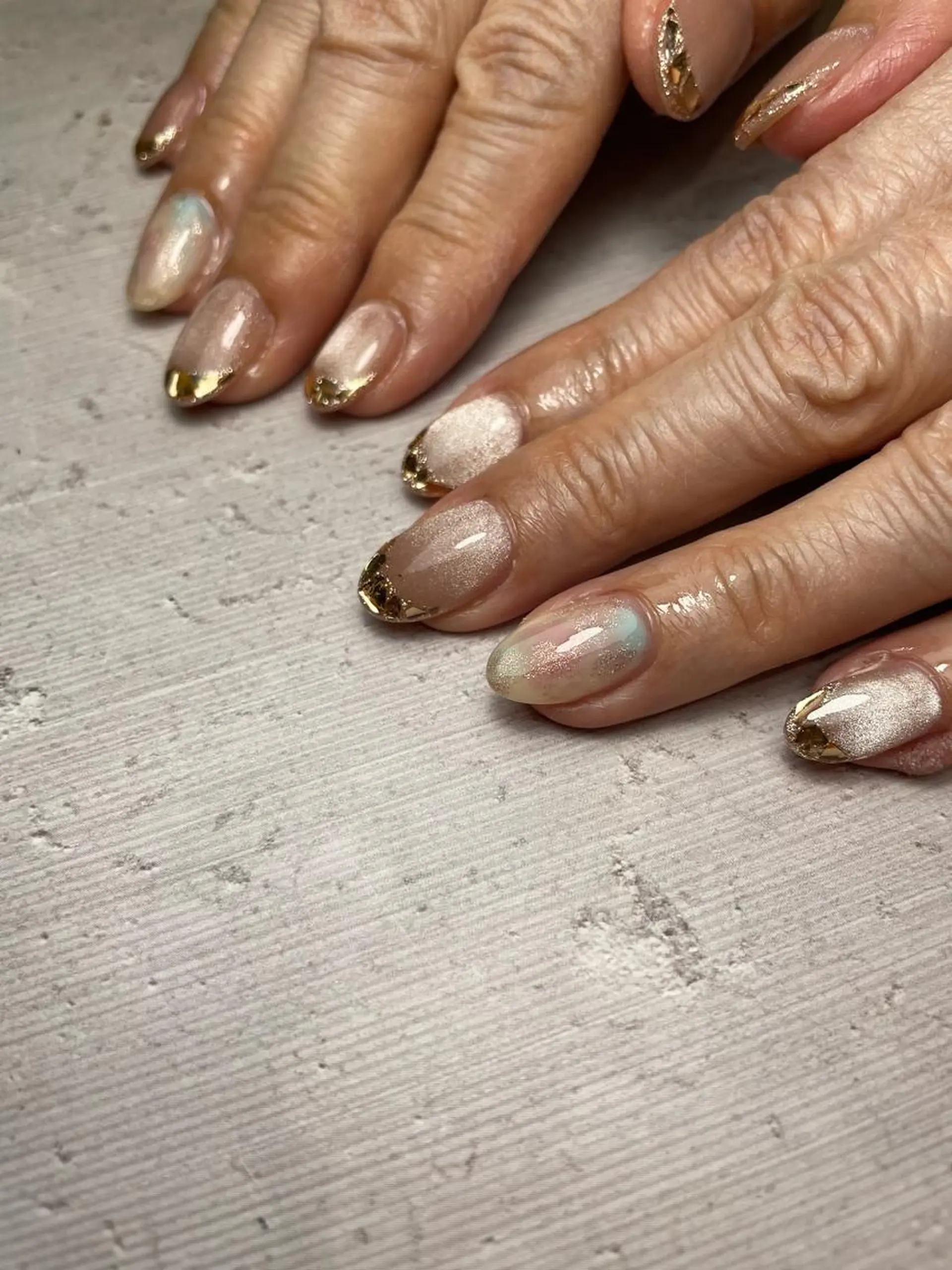 ネイル フレンチネイル ガラスフレンチ ハンドネイル nail&eyelash mate所属・京都/東向日/ ayumiのネイルデザイン