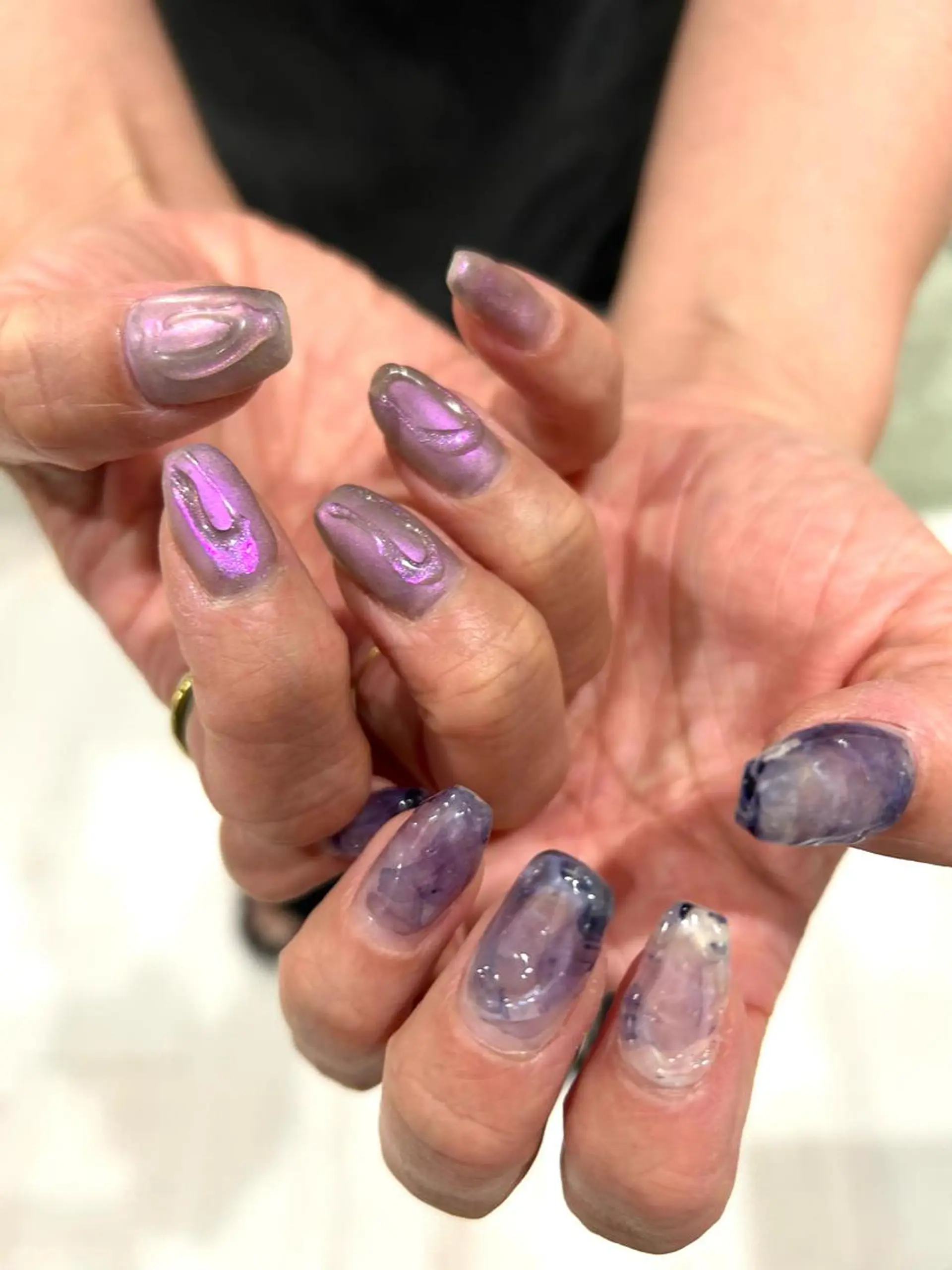 ネイル フラッシュネイル フレンチネイル ラメ(グリッター) ラメグラデーション マグネットネイル H3(エイチスリー)所属・H3 hitoのネイルデザイン