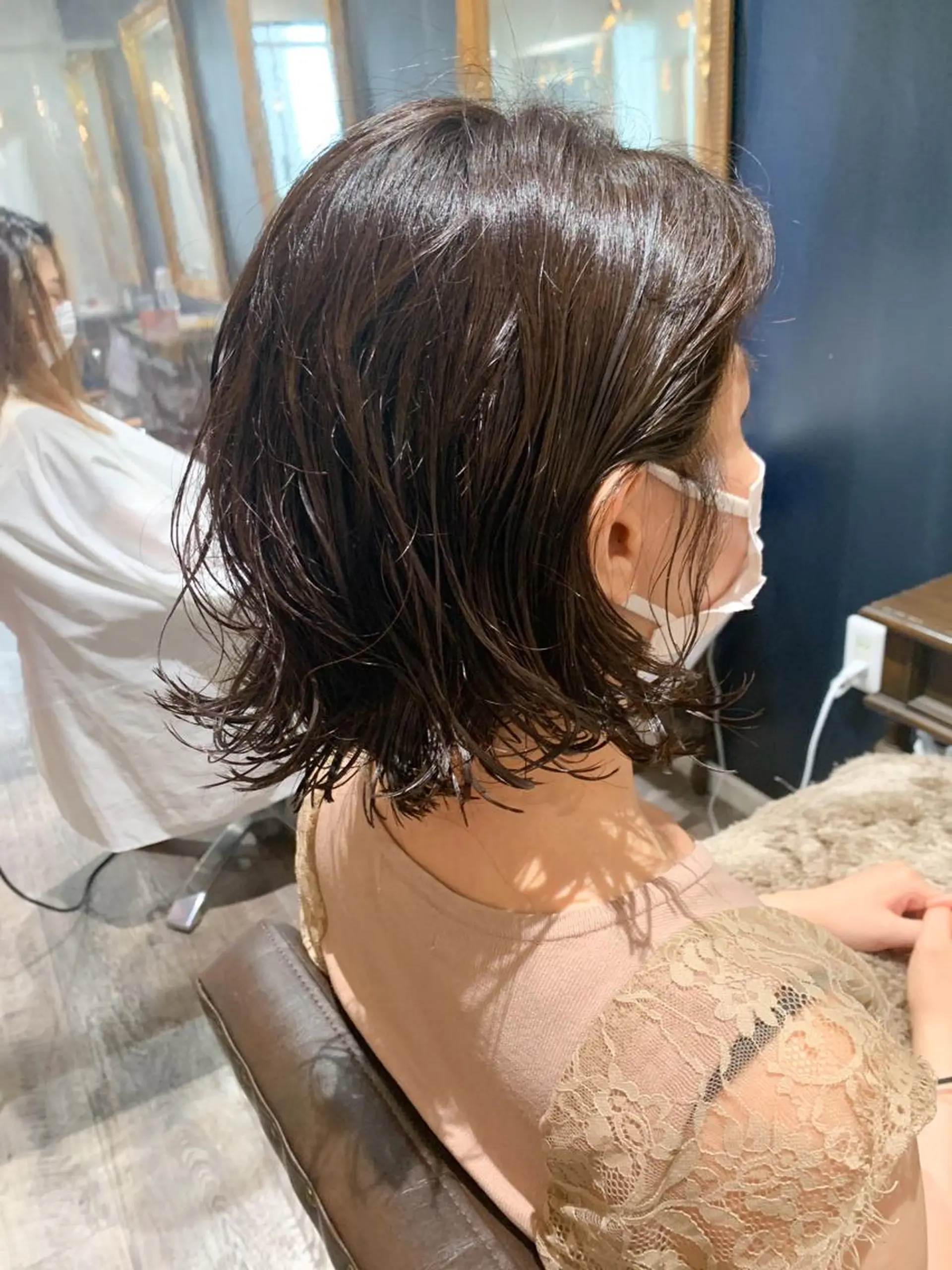ミディアム ミディアムパーマ ボブ GO TODAY  SHAIR SALON 梅田NU茶屋町店所属・田中成美/レイヤー カット/透明感カラーのヘアスタイル