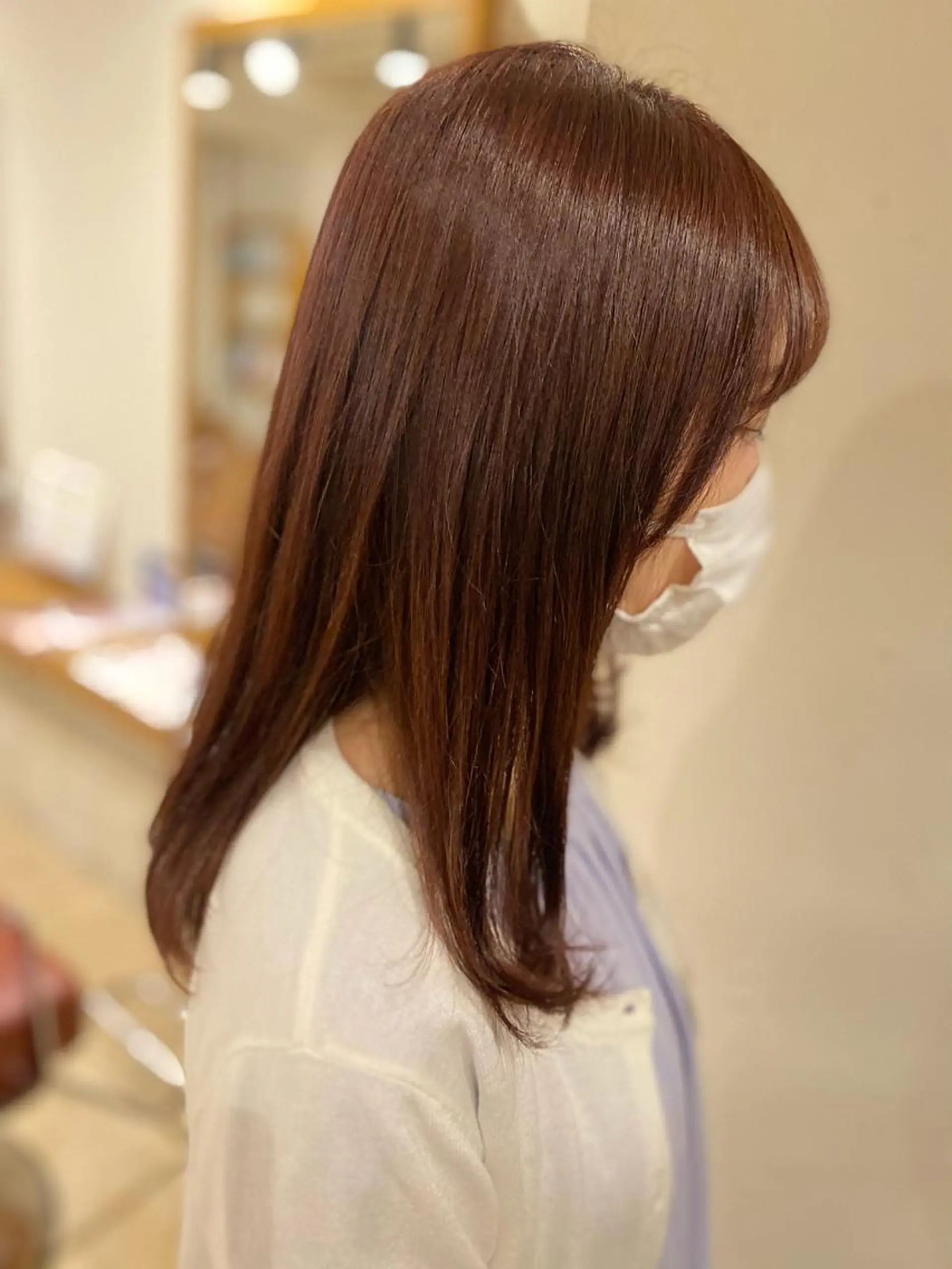 セミロング カラー ヘアアレンジ ハイライトカラー ピンクカラー ハイライト 安澤 彩奈のヘアスタイル