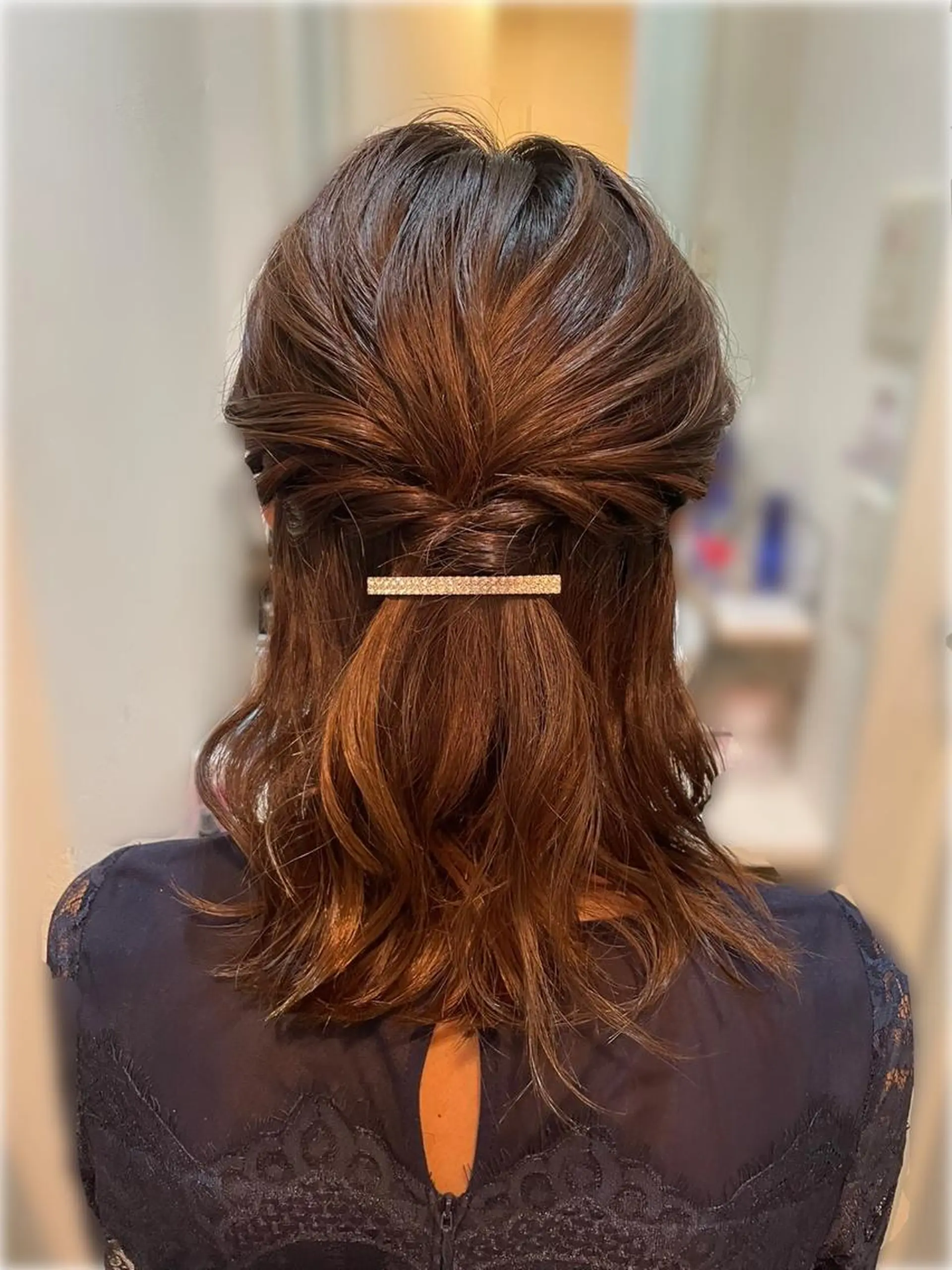 ミディアム ヘアアレンジ ハーフアップ ヘアセット T Ayaのヘアスタイル